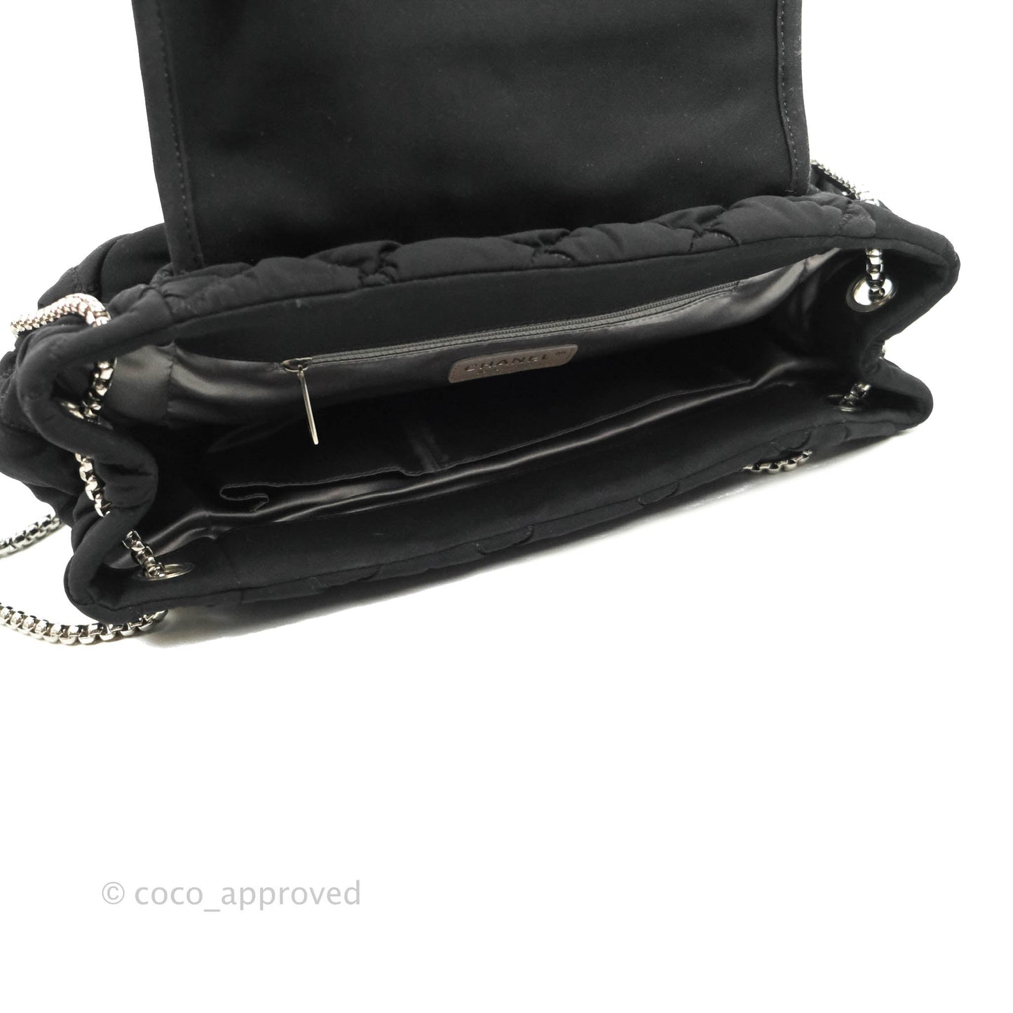 Chanel Black Jersey Bubble Quilt Accordion Flap Bag Silver Hardware