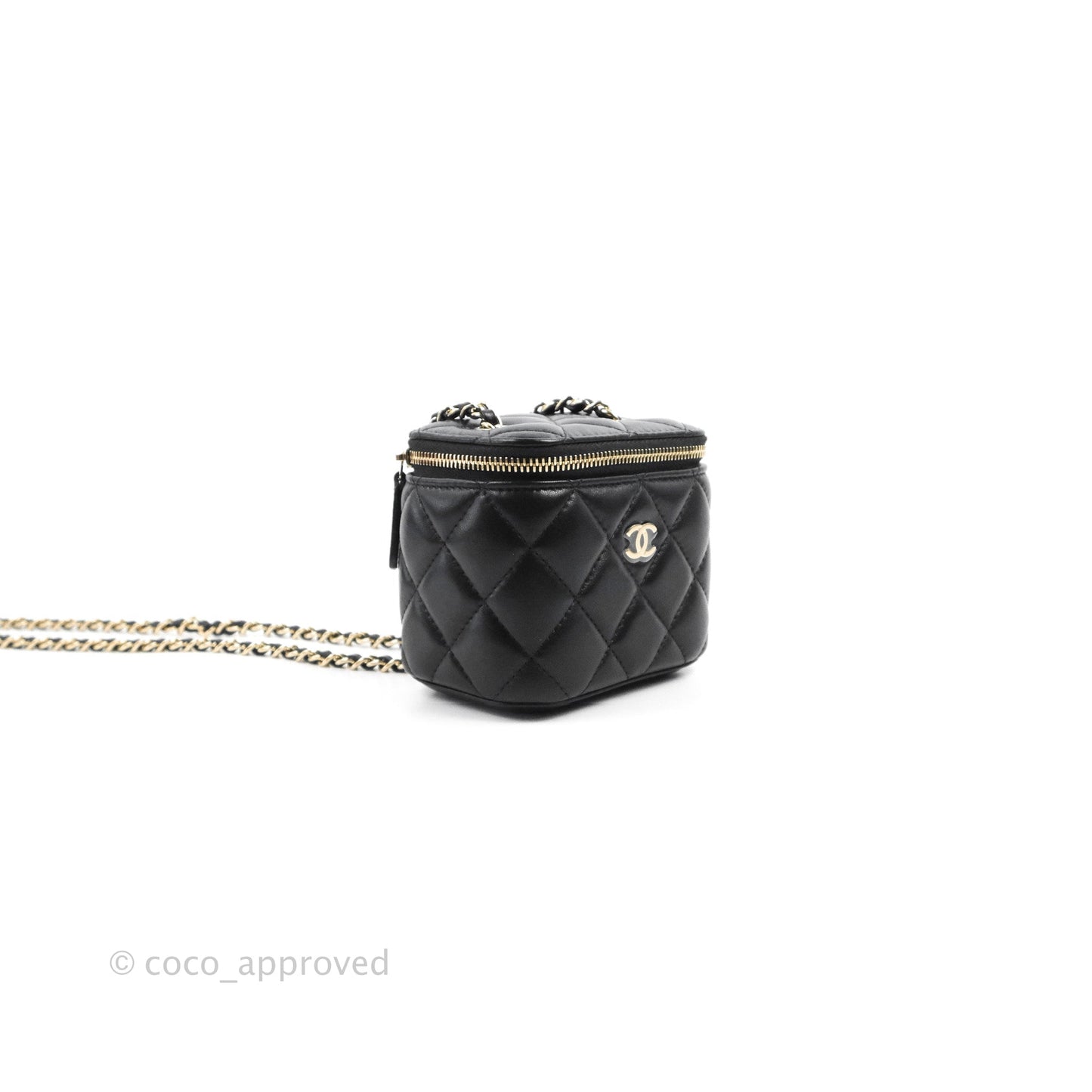 Chanel Mini Vanity With Chain Black Lambskin Gold Hardware