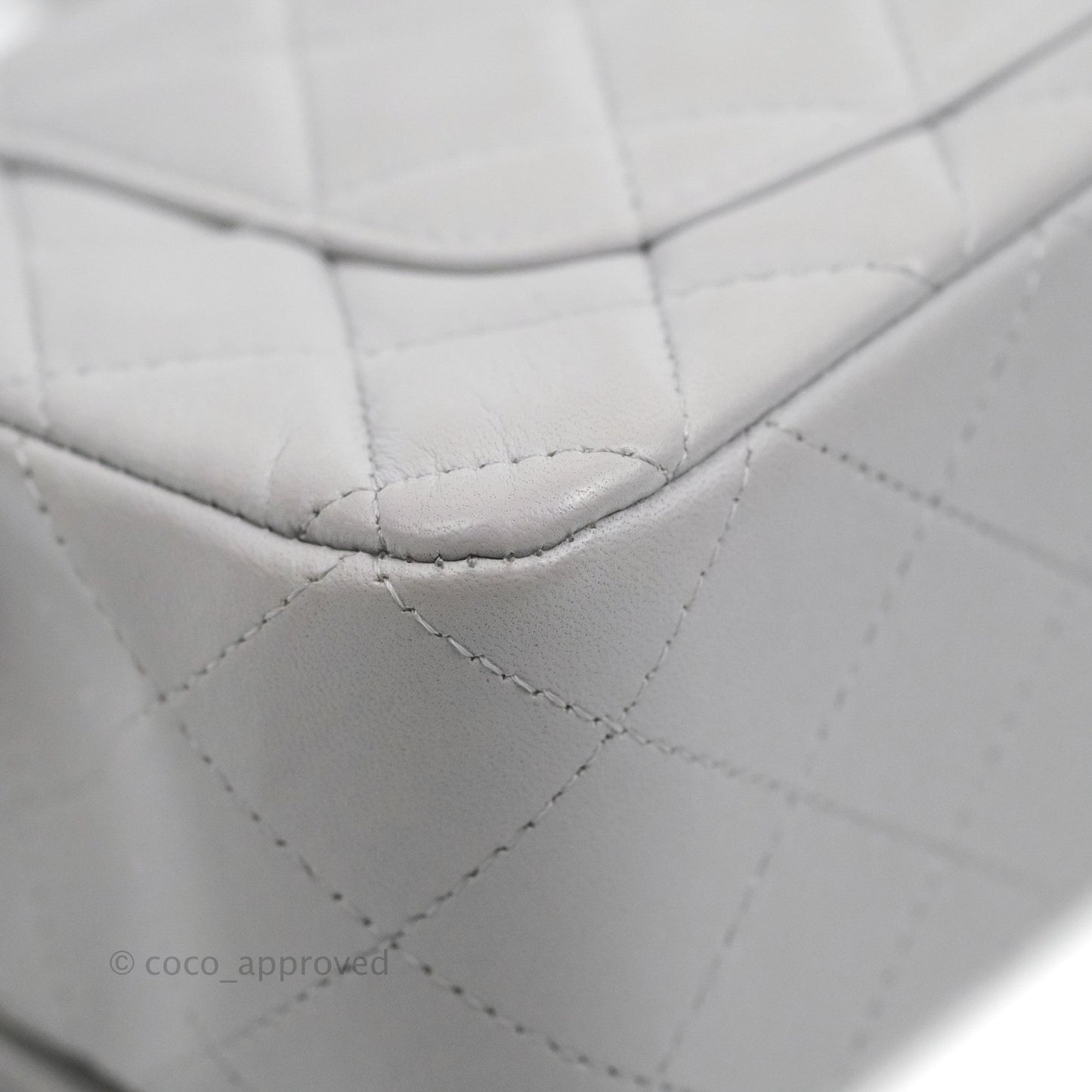 Chanel Quilted Mini Rectangular Flap Light Grey Lambskin Silver Hardware