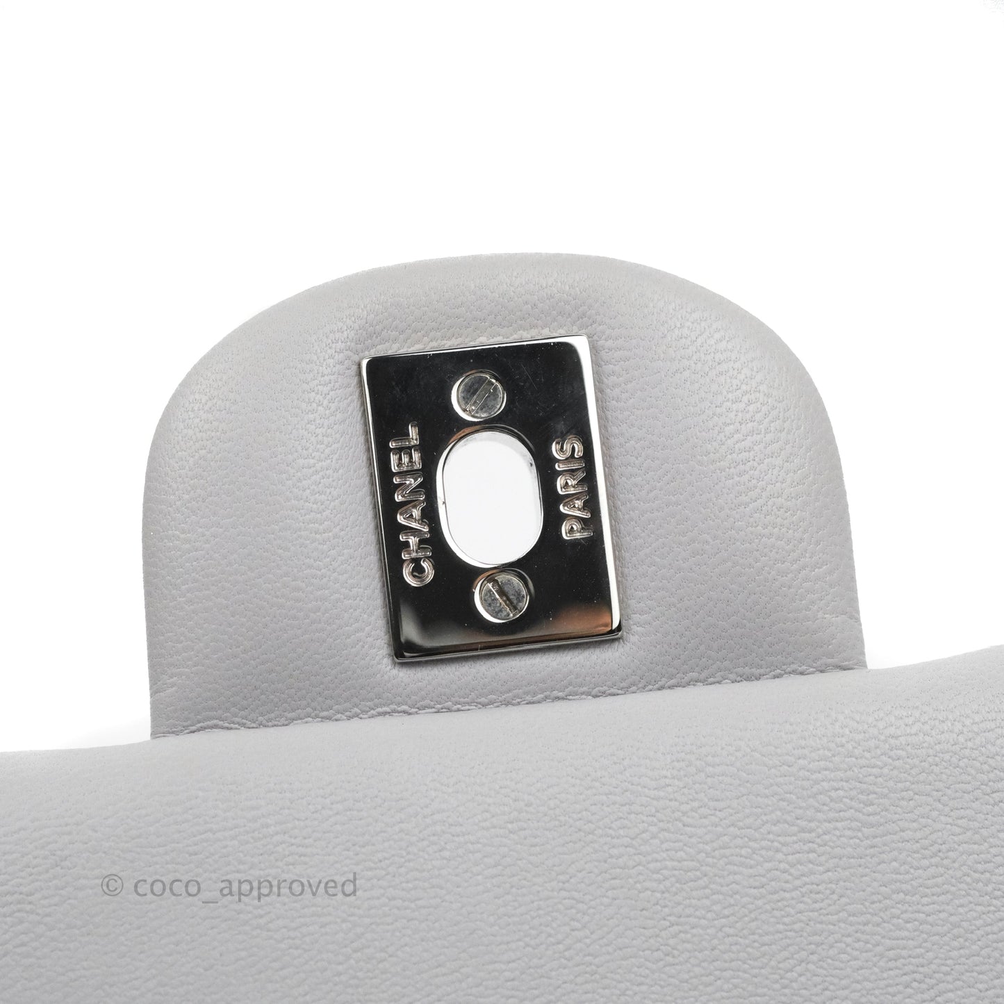 Chanel Quilted Mini Rectangular Flap Light Grey Lambskin Silver Hardware