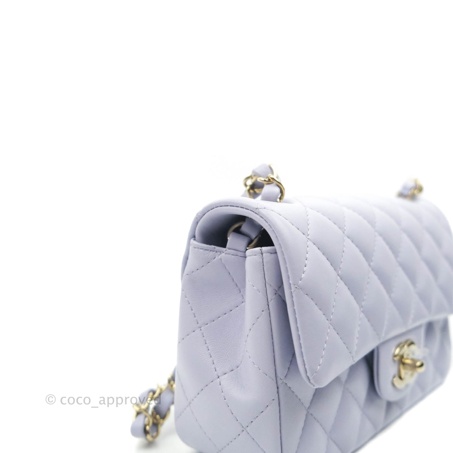 Chanel Quilted Mini Rectangular Lilac Lambskin Gold Hardware 21K