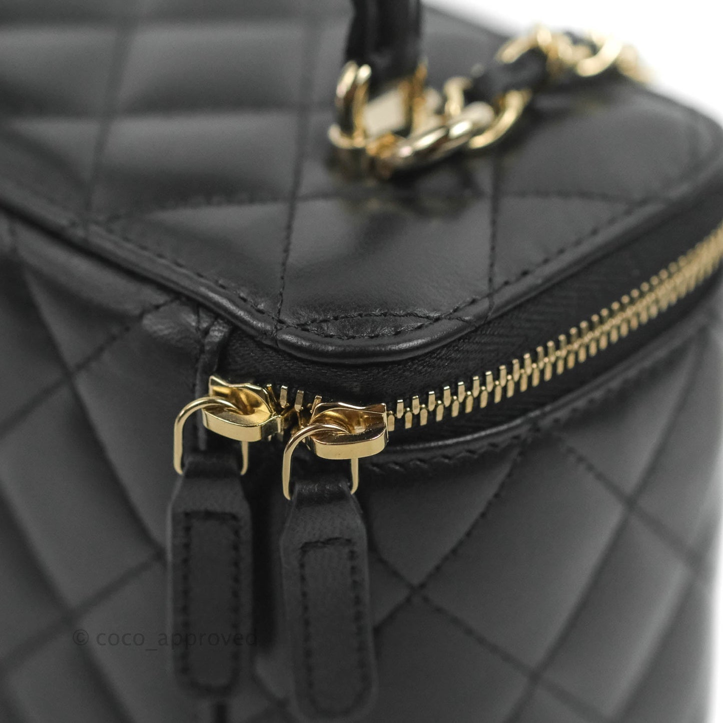 Chanel Vanity Rectangular Top Handle Black Lambskin Gold Hardware