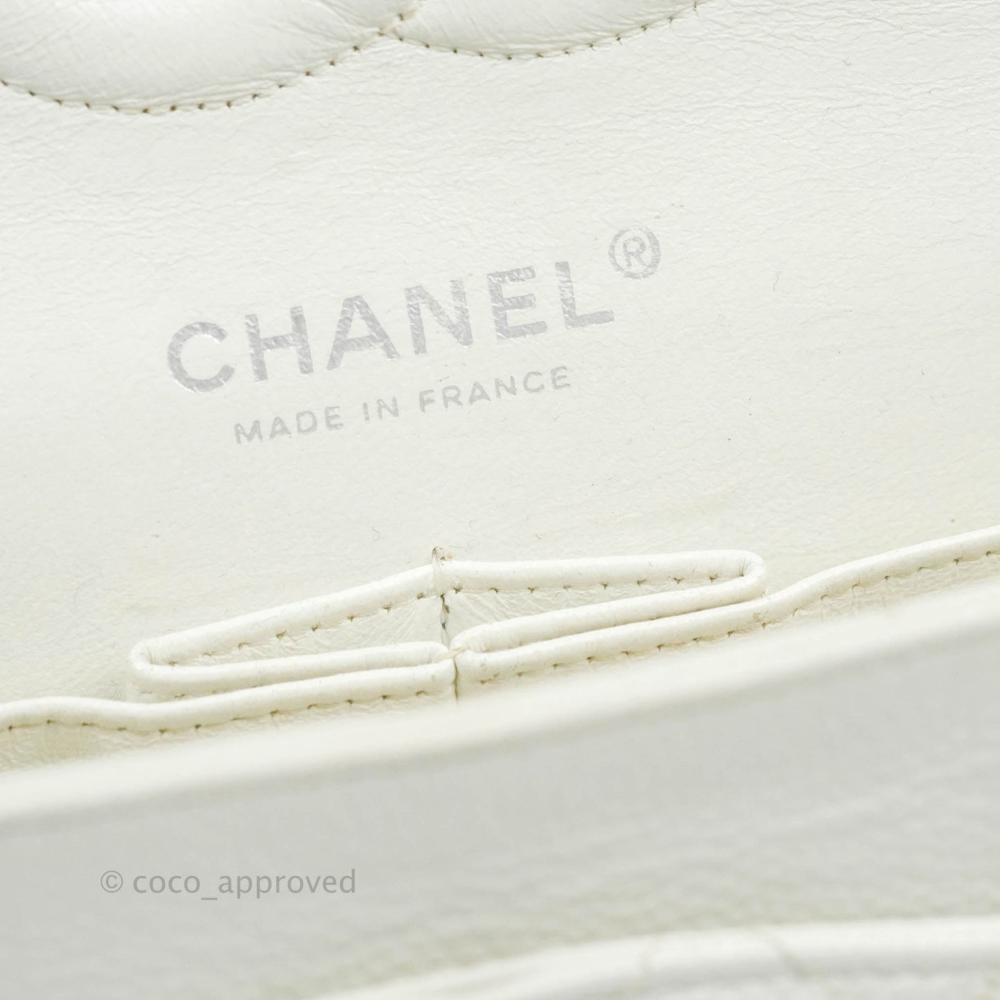 Chanel Classic M/L Medium Double Flap White Caviar Silver Hardware