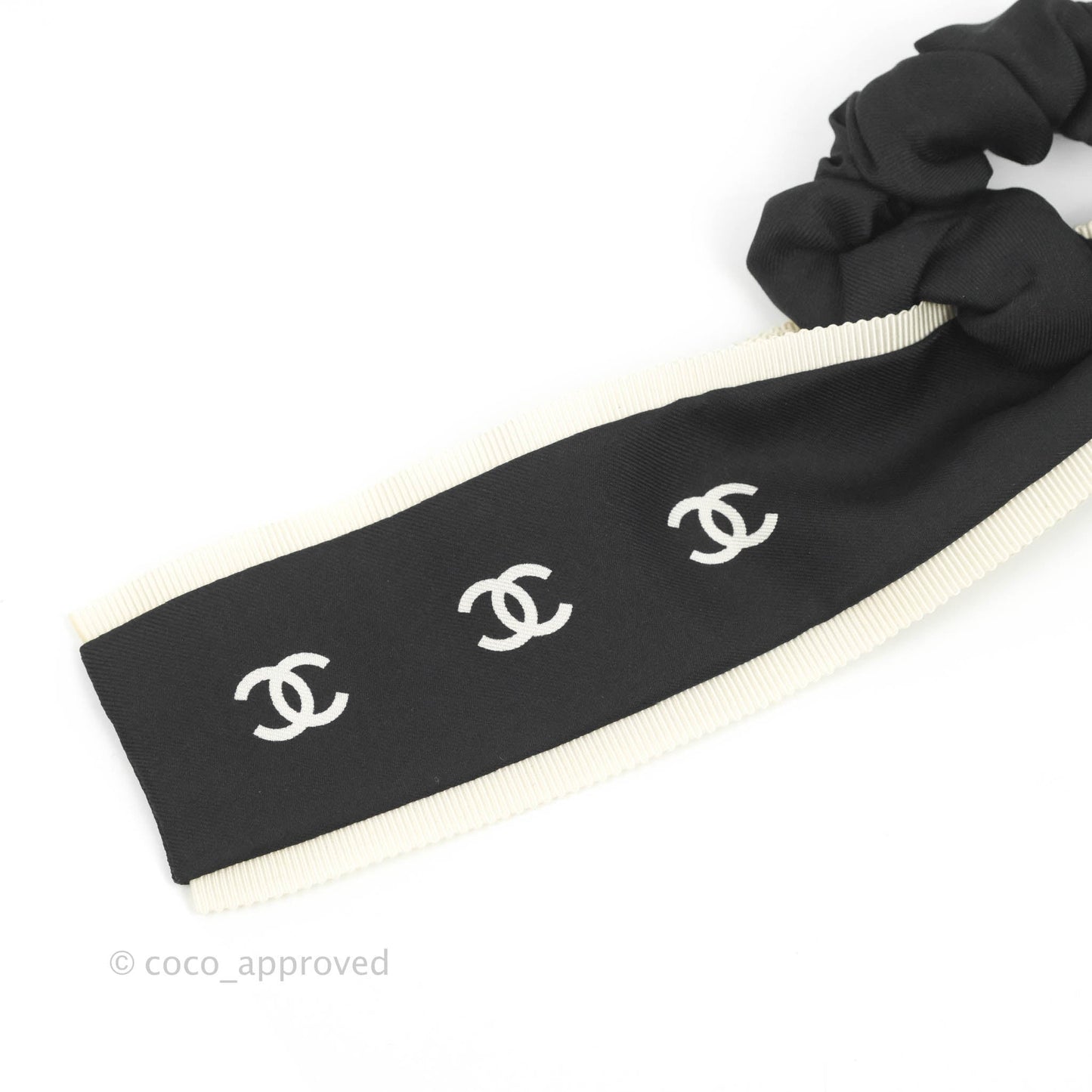Chanel Bow Silk Hair Accessory Ivory & Black