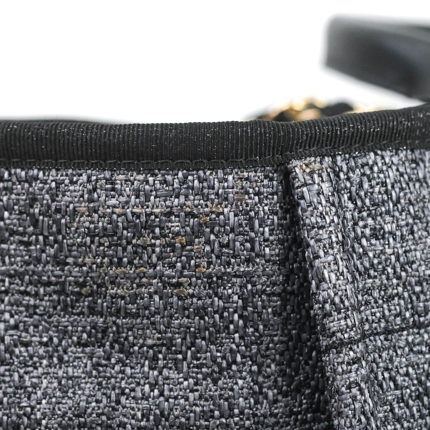 Chanel Large Deauville Charcoal Grey Canvas Gold Hardware
