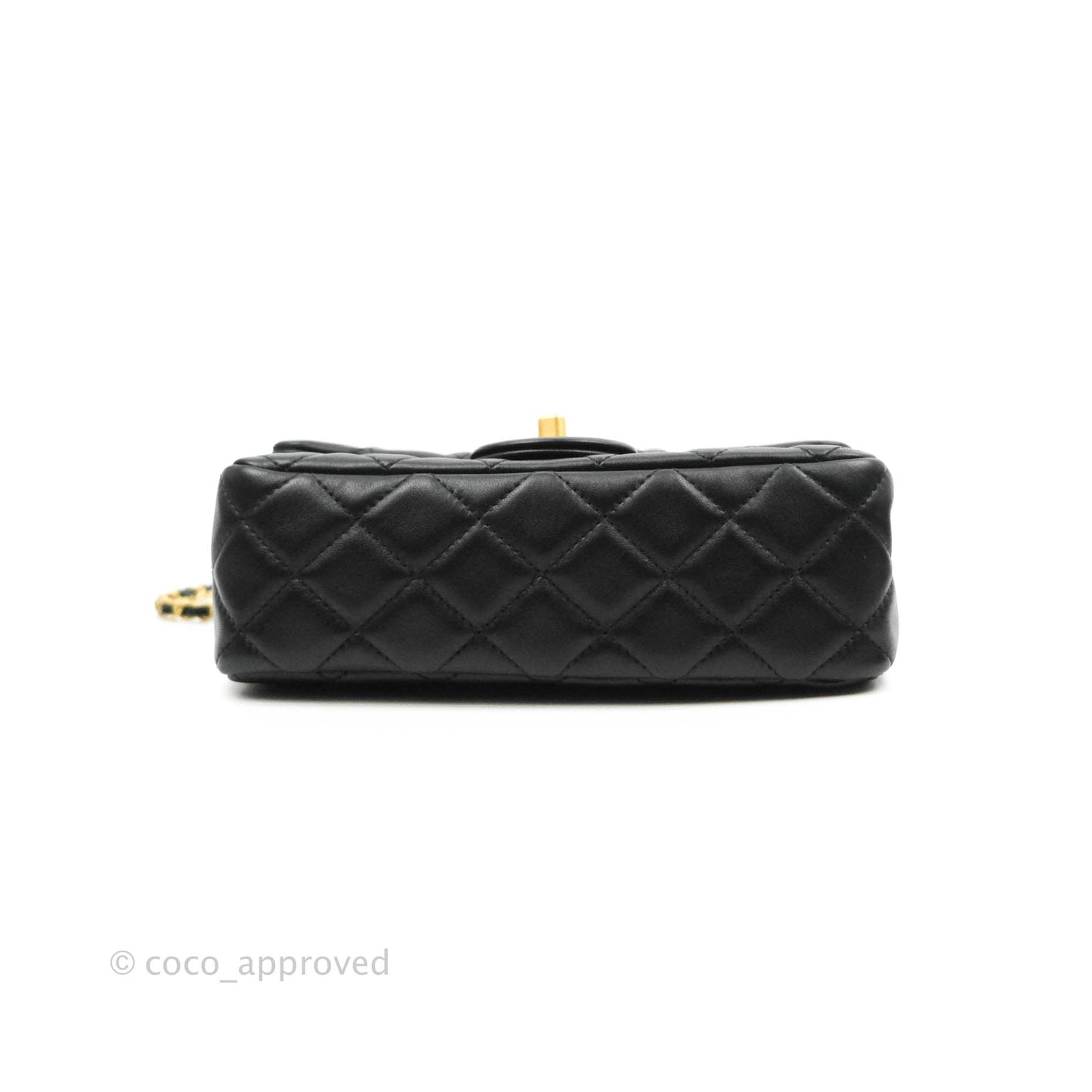 Chanel Mini Rectangular Pearl Crush Quilted Black Lambskin Gold Hardware