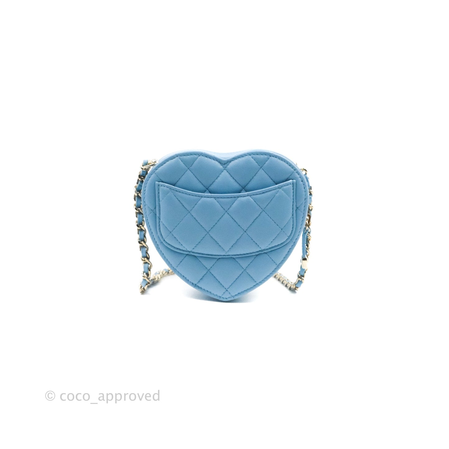 Chanel Small Heart Bag Blue Lambskin Gold Hardware 22S