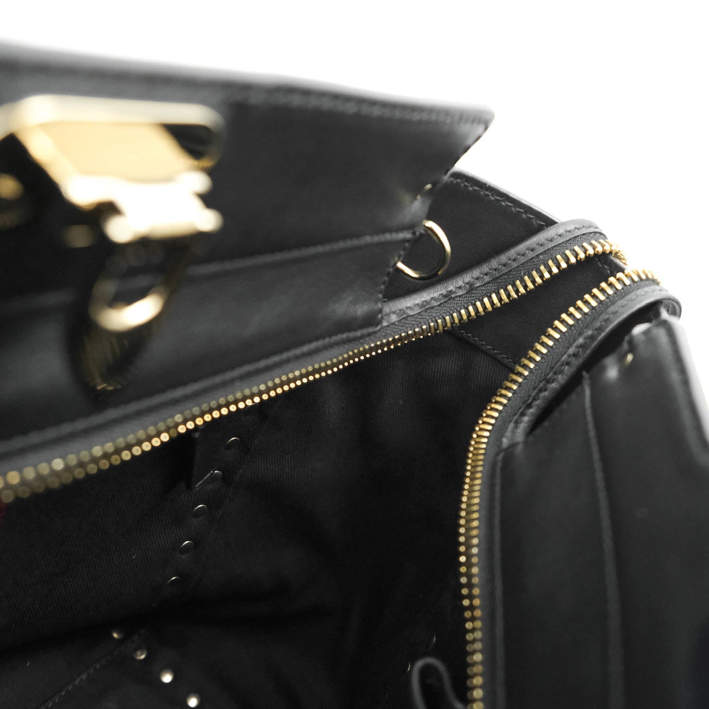 Valentino Garavani Rockstud Mini Trapeze Shoulder Bag Black Calfskin Gold Hardware