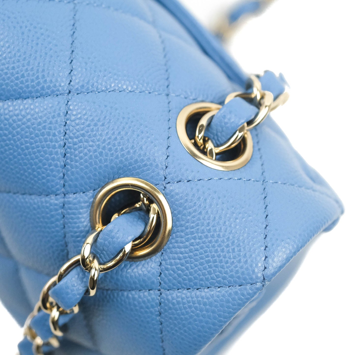 Chanel Small Classic Quilted Flap Blue Caviar Gold Hardware