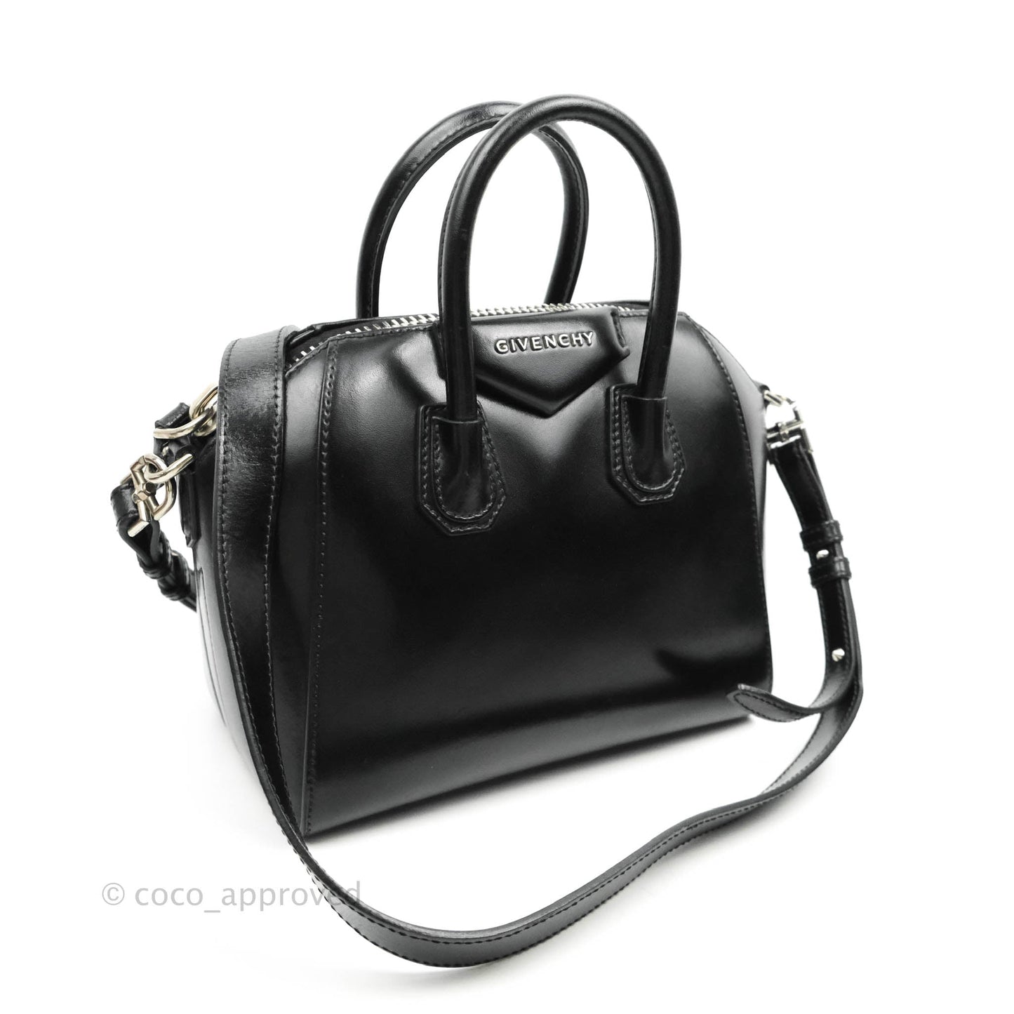 Givenchy Antigona Black Glazed Calfskin Silver Hardware