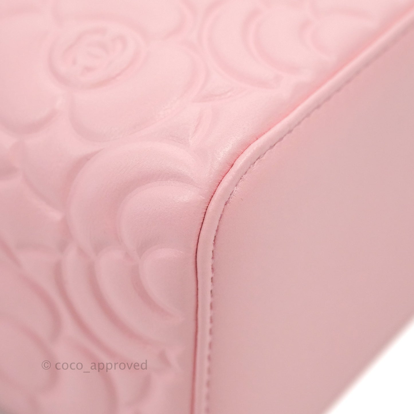 Chanel Vanity with Chain Camellia Embossed Pink Calfskin Gold Hardware