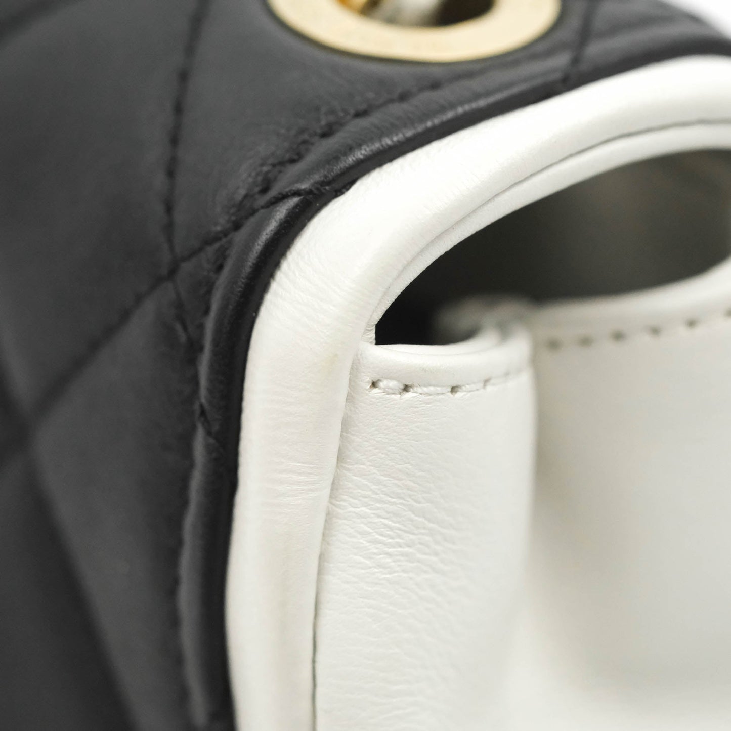 Chanel Quilted Graphic Mini Flap Bag Black White Gold Hardware