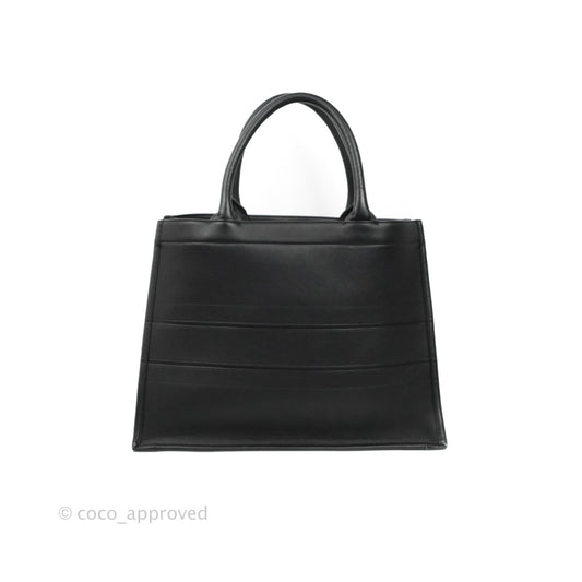 Christian Dior Medium Embossed Book Tote Black Calfskin