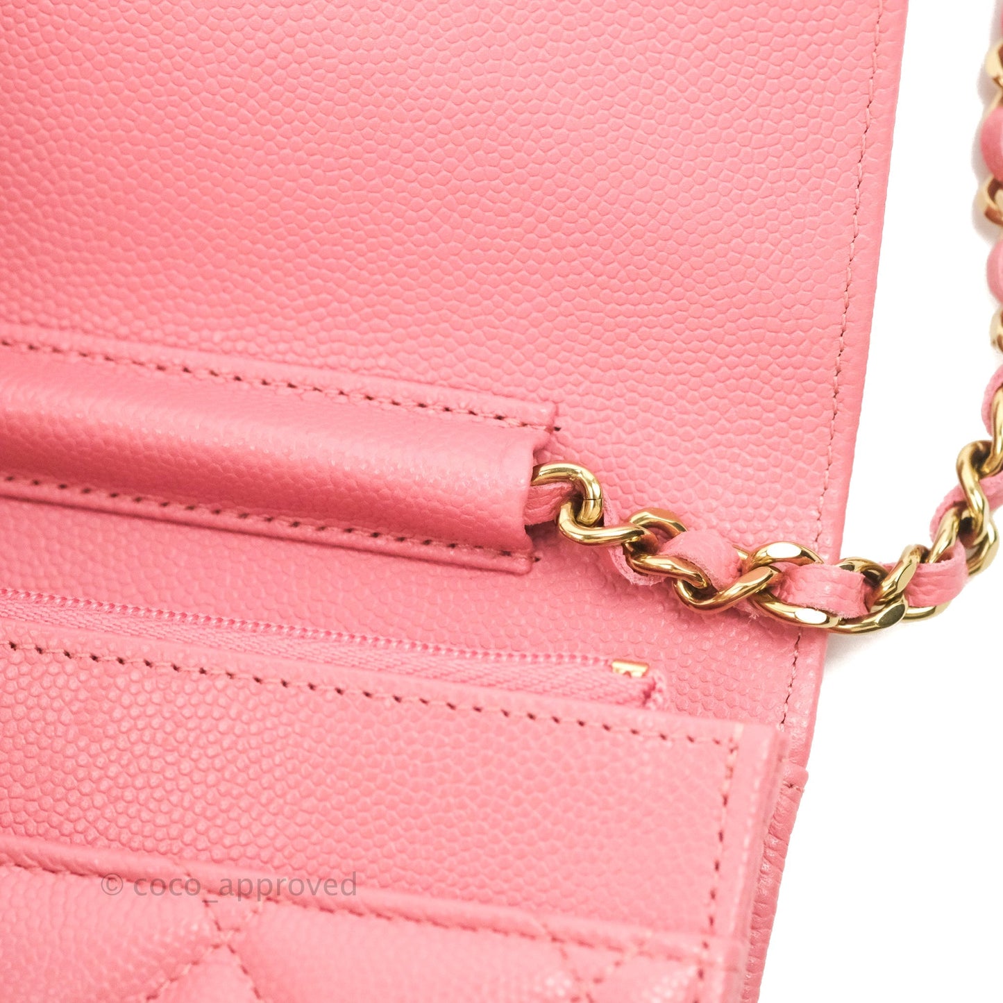 Chanel Quilted Classic Wallet on Chain WOC Pink Caviar Gold Hardware