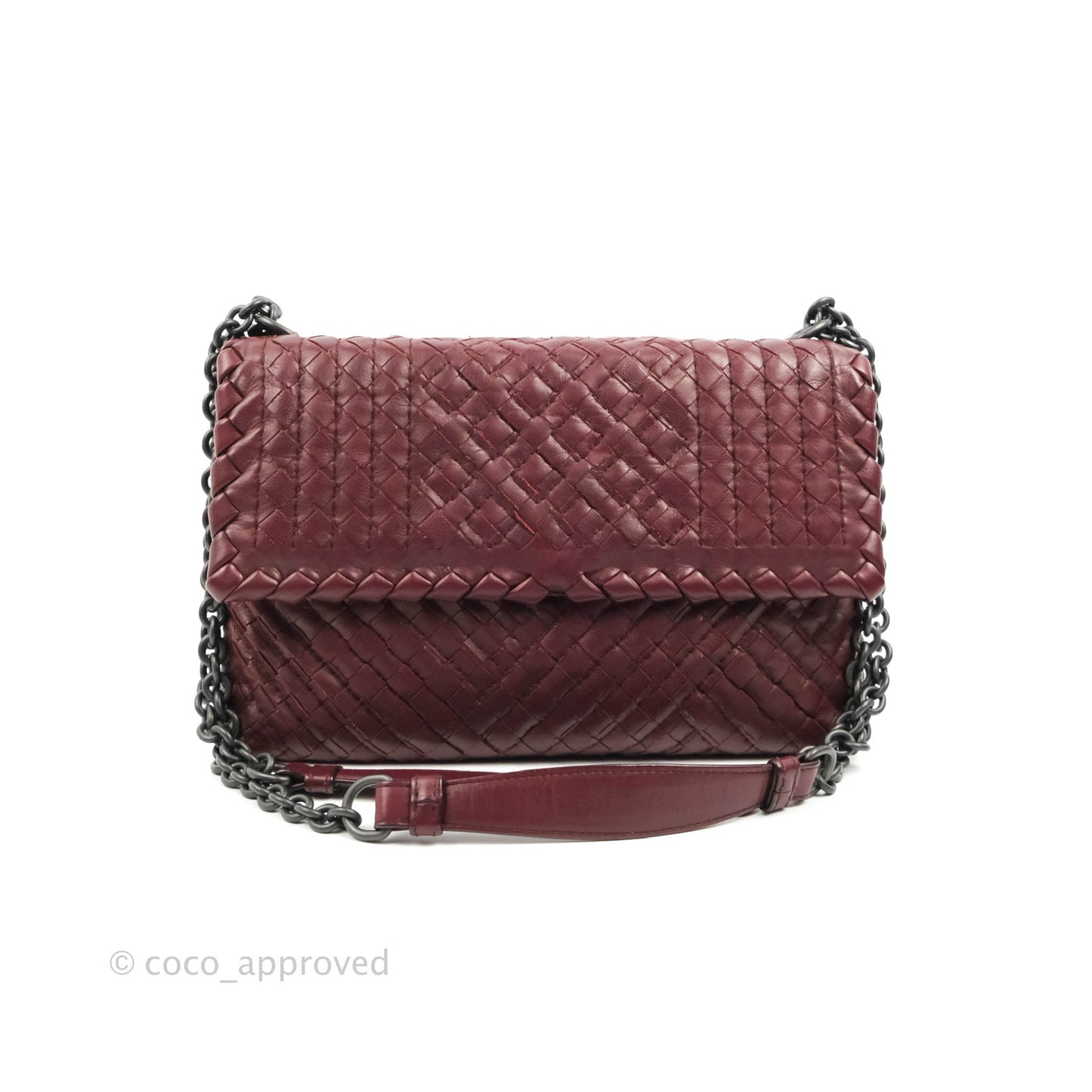 Bottega Veneta Small Nappa Intrecciato Olimpia Shoulder Bag Dark Red