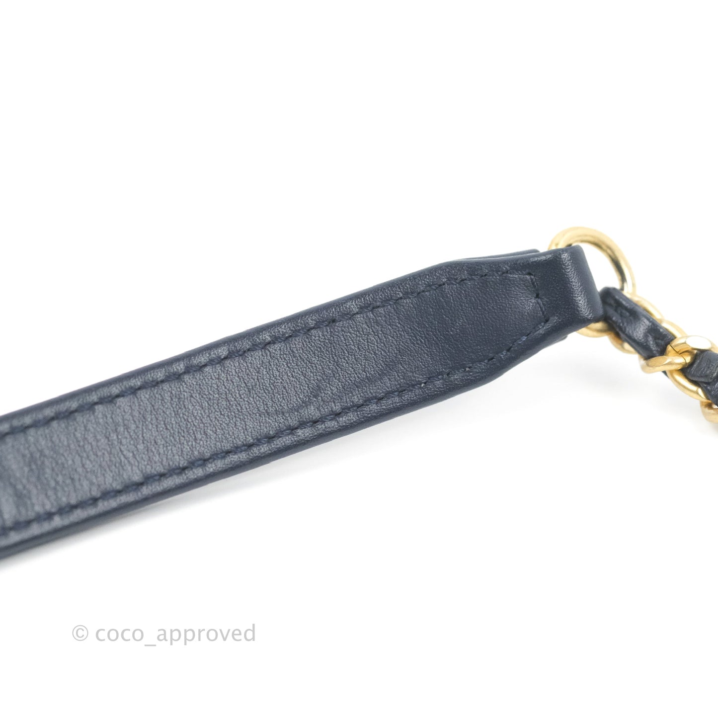 Chanel Quilted Small CC Filigree Vanity Case Navy Caviar Gold Hardware