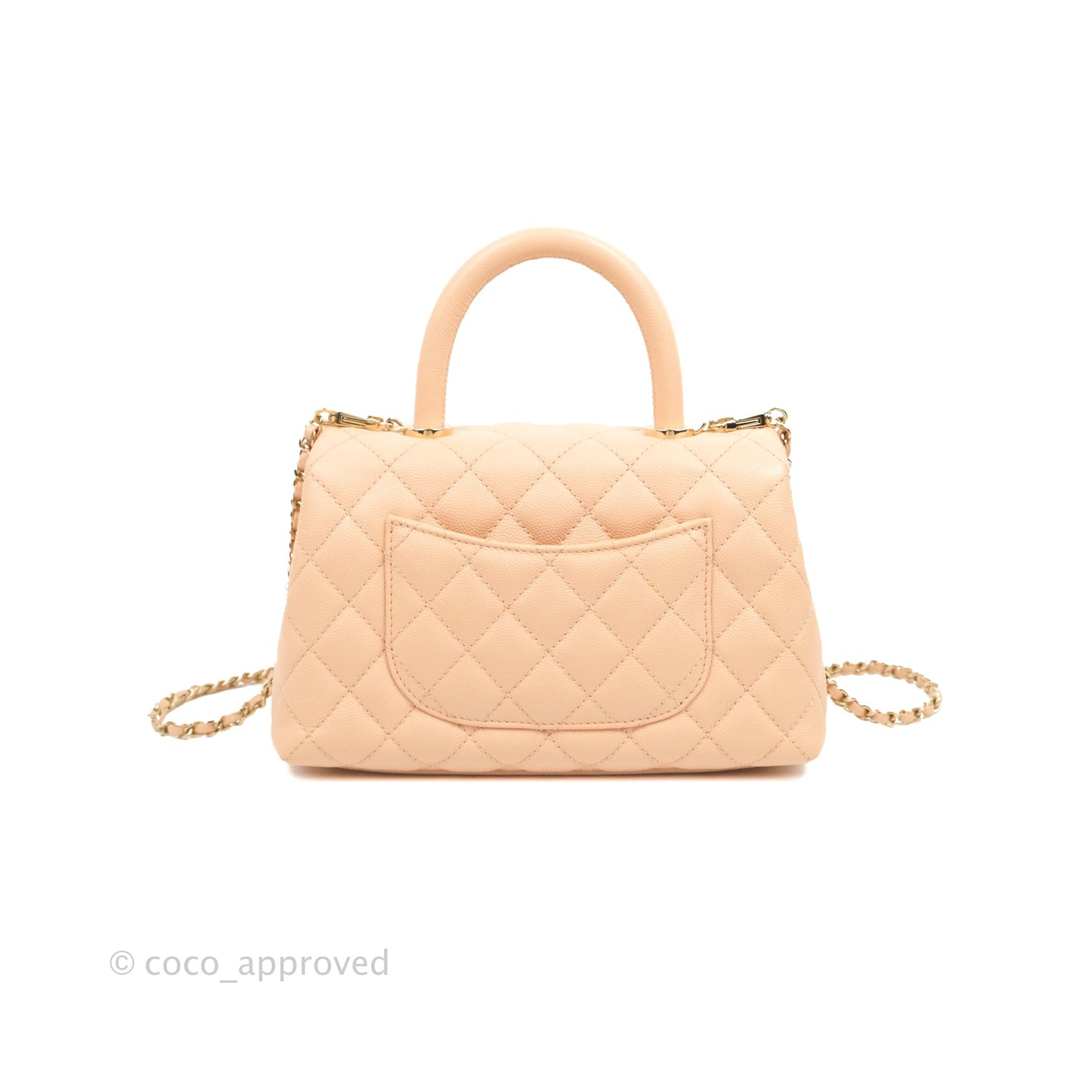 Chanel Small Coco Handle Quilted Peach Clair Caviar Gold Hardware