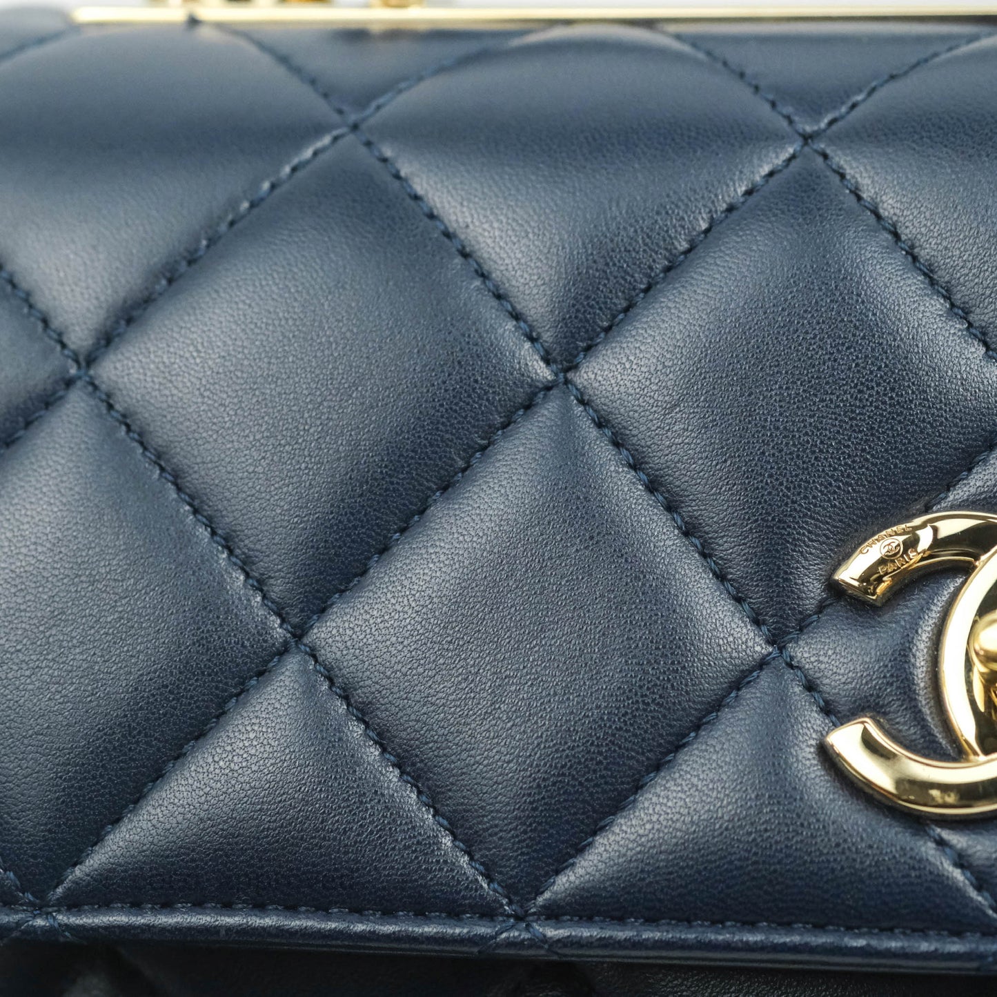 Chanel Small Trendy CC Navy Lambskin Gold Hardware
