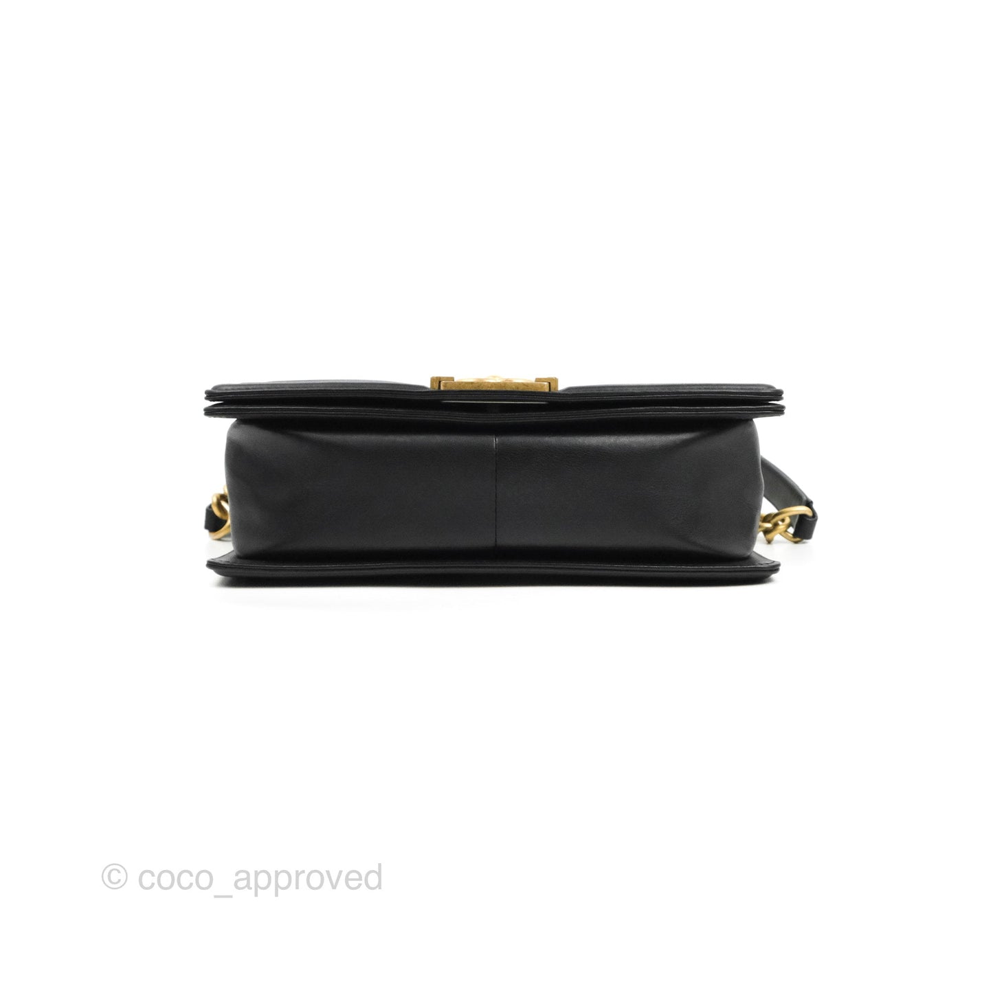 Chanel Quilted Medium Boy Black Calfskin Aged Gold Hardware