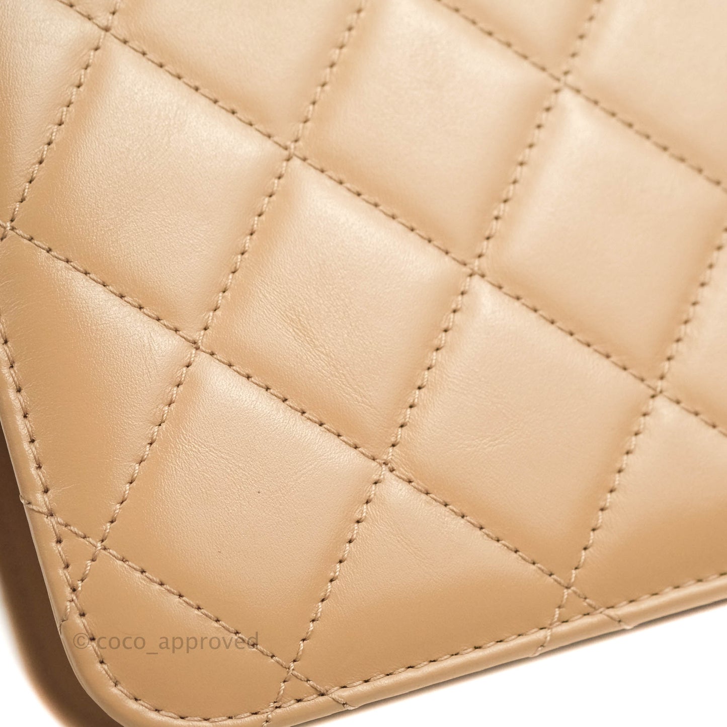 Chanel Quilted Perfect Fit Adjustable Beige Calfskin Gold Hardware 21A