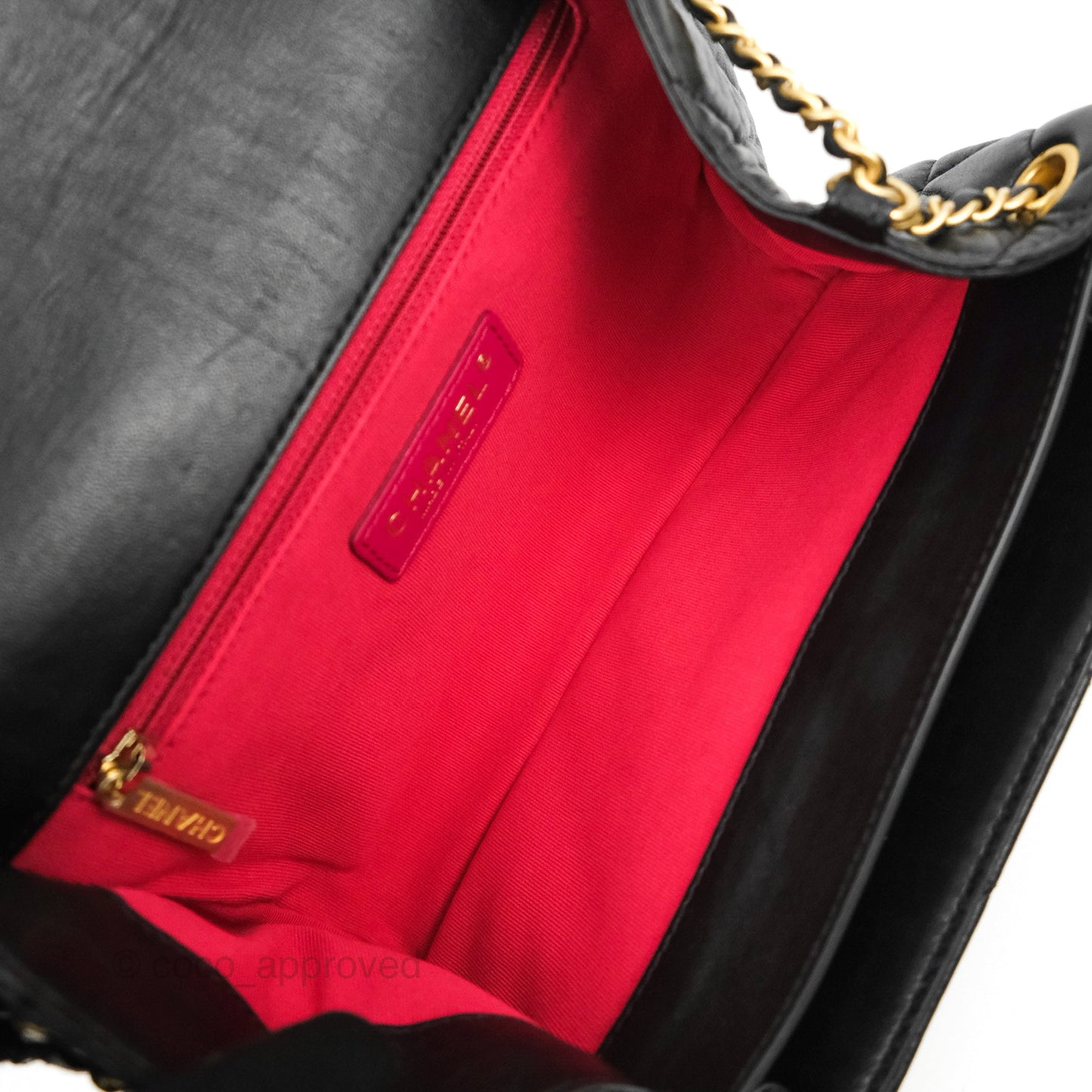 Chanel Flap Bag Black Lambskin Aged Gold Hardware