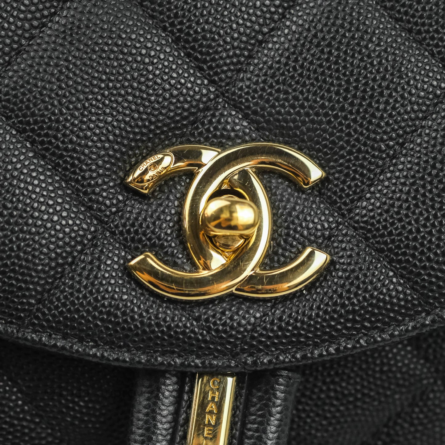 Chanel Quilted Black Caviar Duma Backpack Bag Gold Hardware