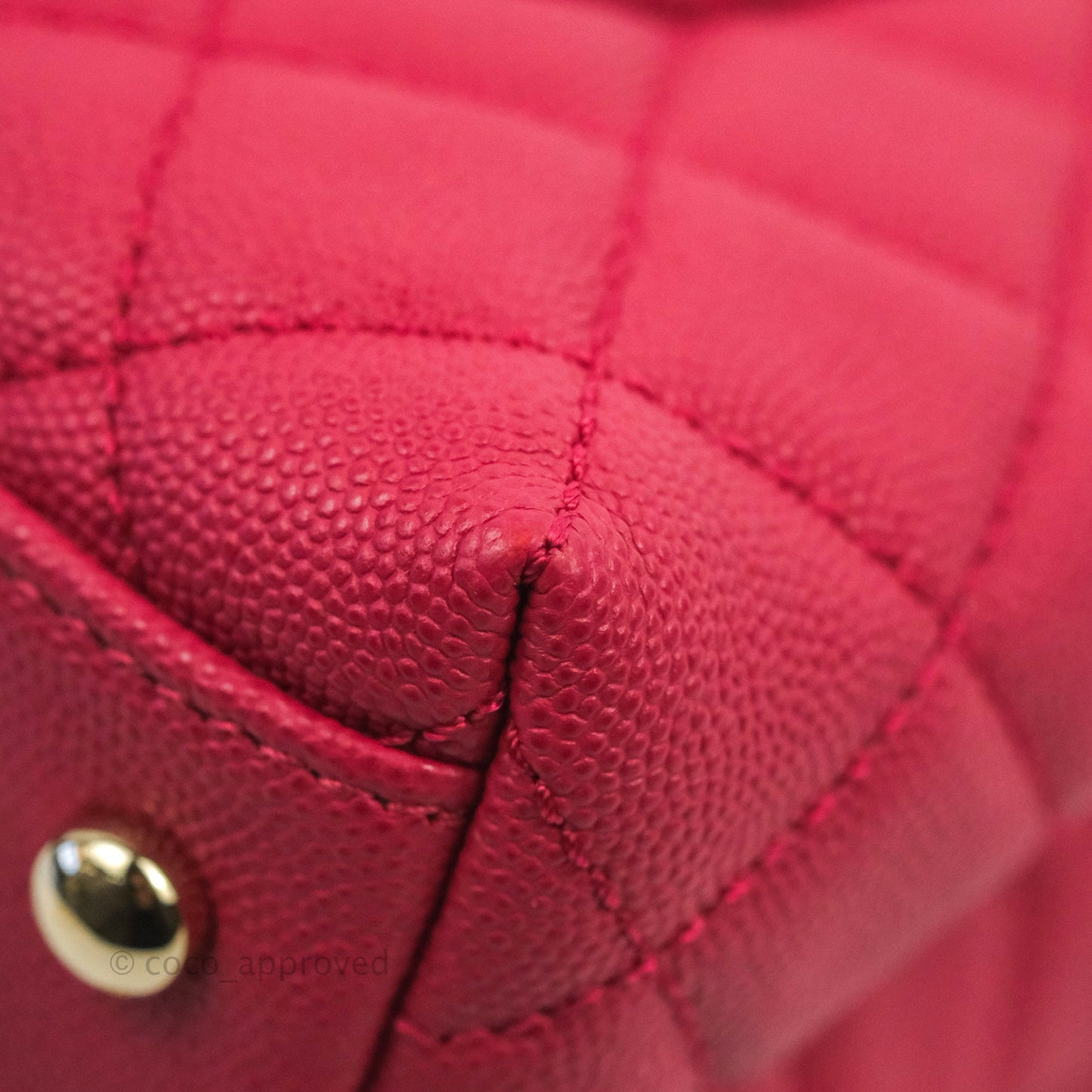 Chanel Small Coco Handle Quilted Cherry Red Caviar Gold Hardware