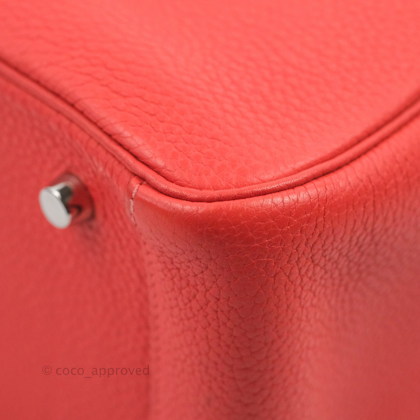 Hermès Lindy 30 Red Clemence Palladium Hardware
