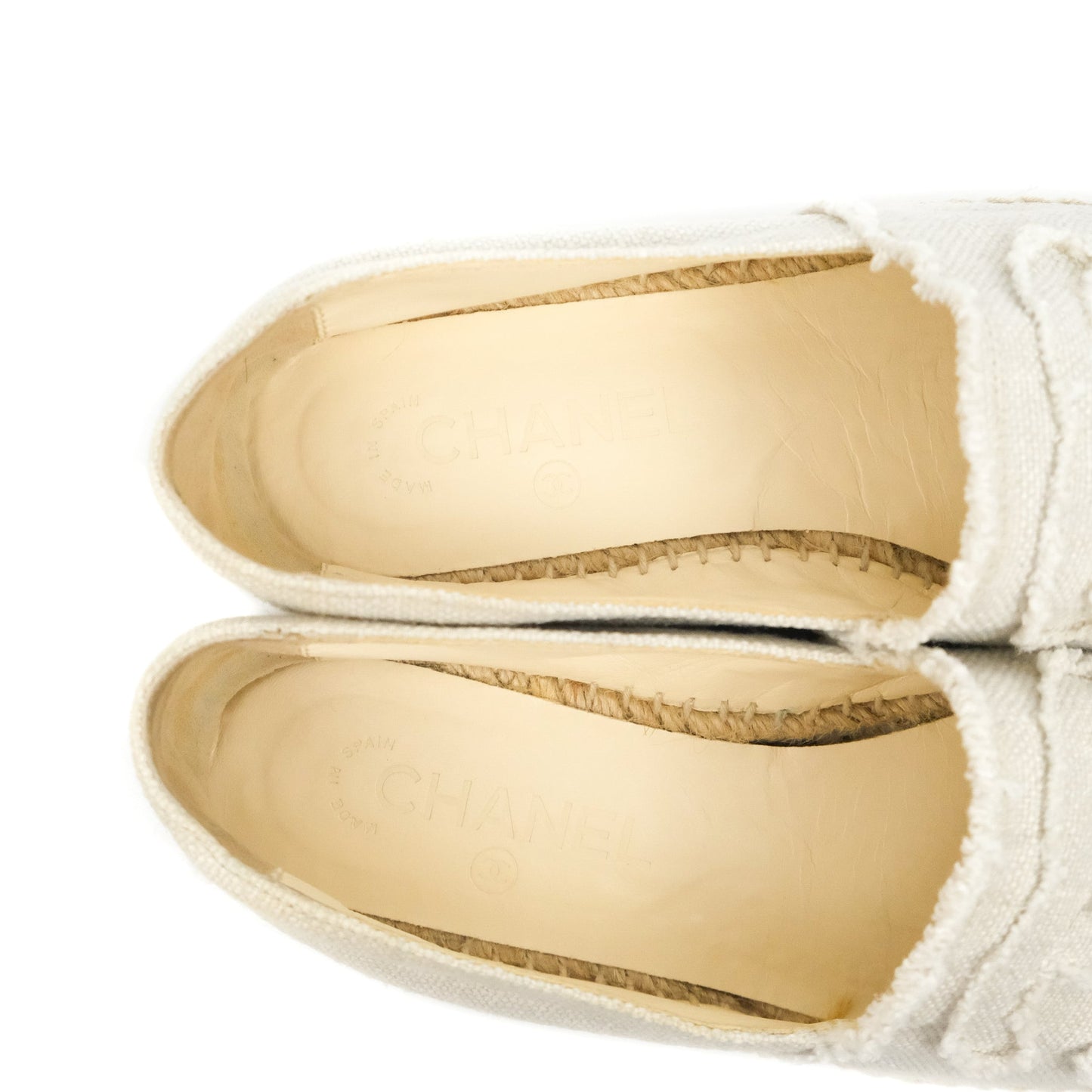Chanel CC Espadrilles Black Beige Fabric Size 37