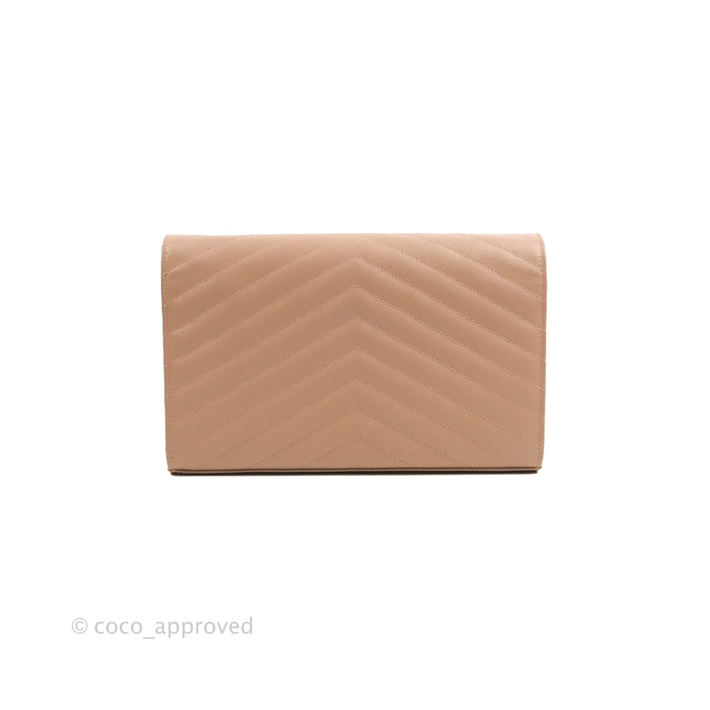 Saint Laurent Wallet on Chain Blush Pink Grained Leather Silver Hardware