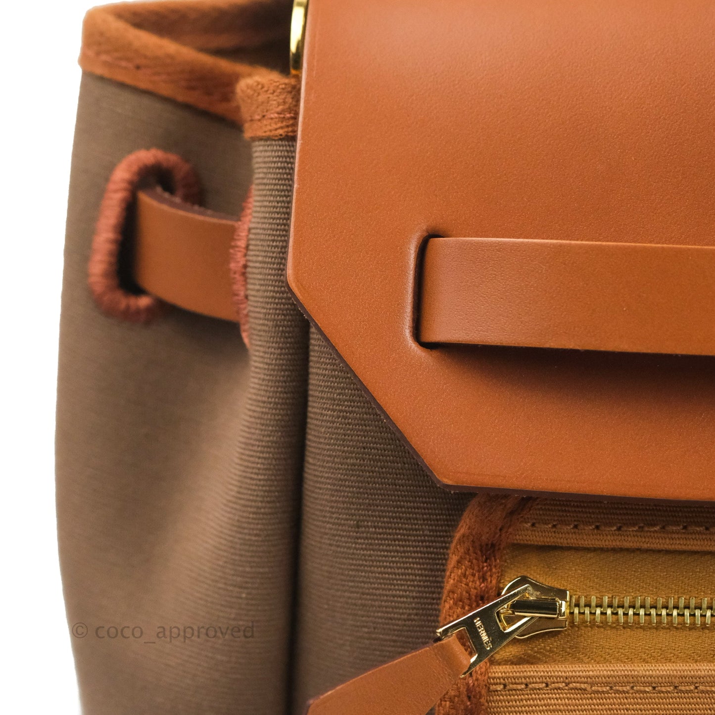 Hermès Retourne Herbag Zip 31 Etoupe-Dune/Fauve Canvas Gold Hardware