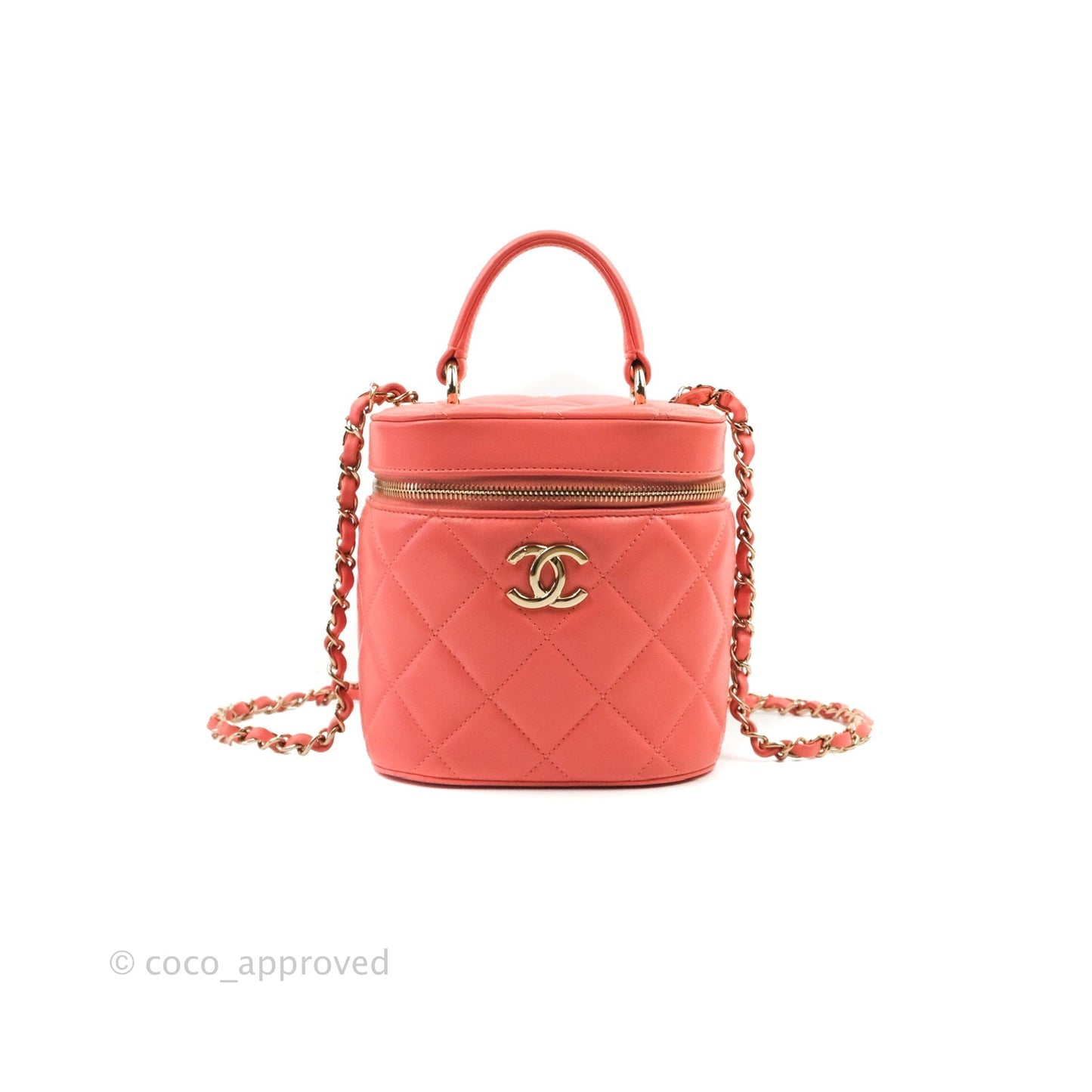 Chanel Trendy CC Vanity Case Coral Pink Lambskin Gold Hardware