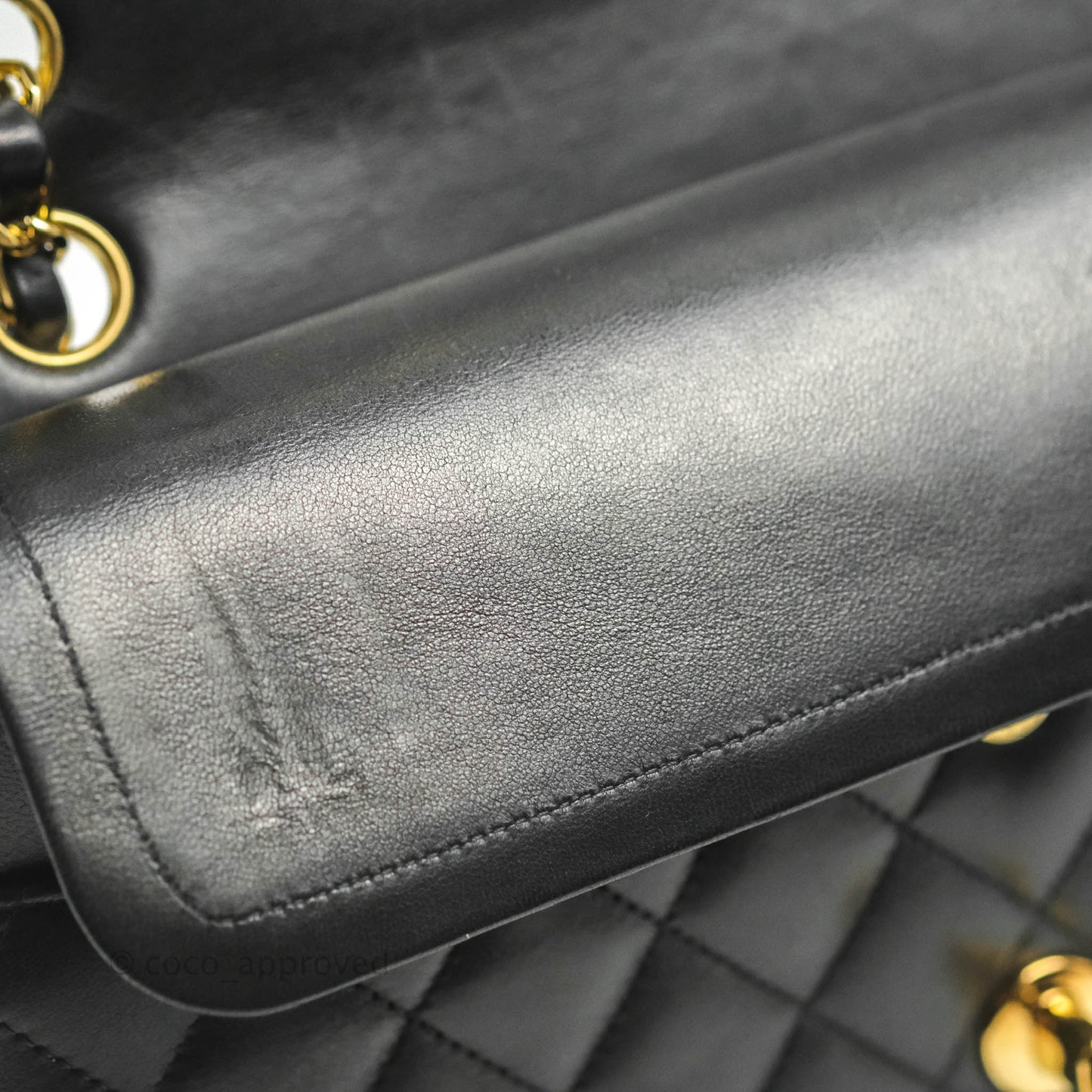 Chanel Classic M/L Medium Flap Quilted Black Lambskin Gold Hardware