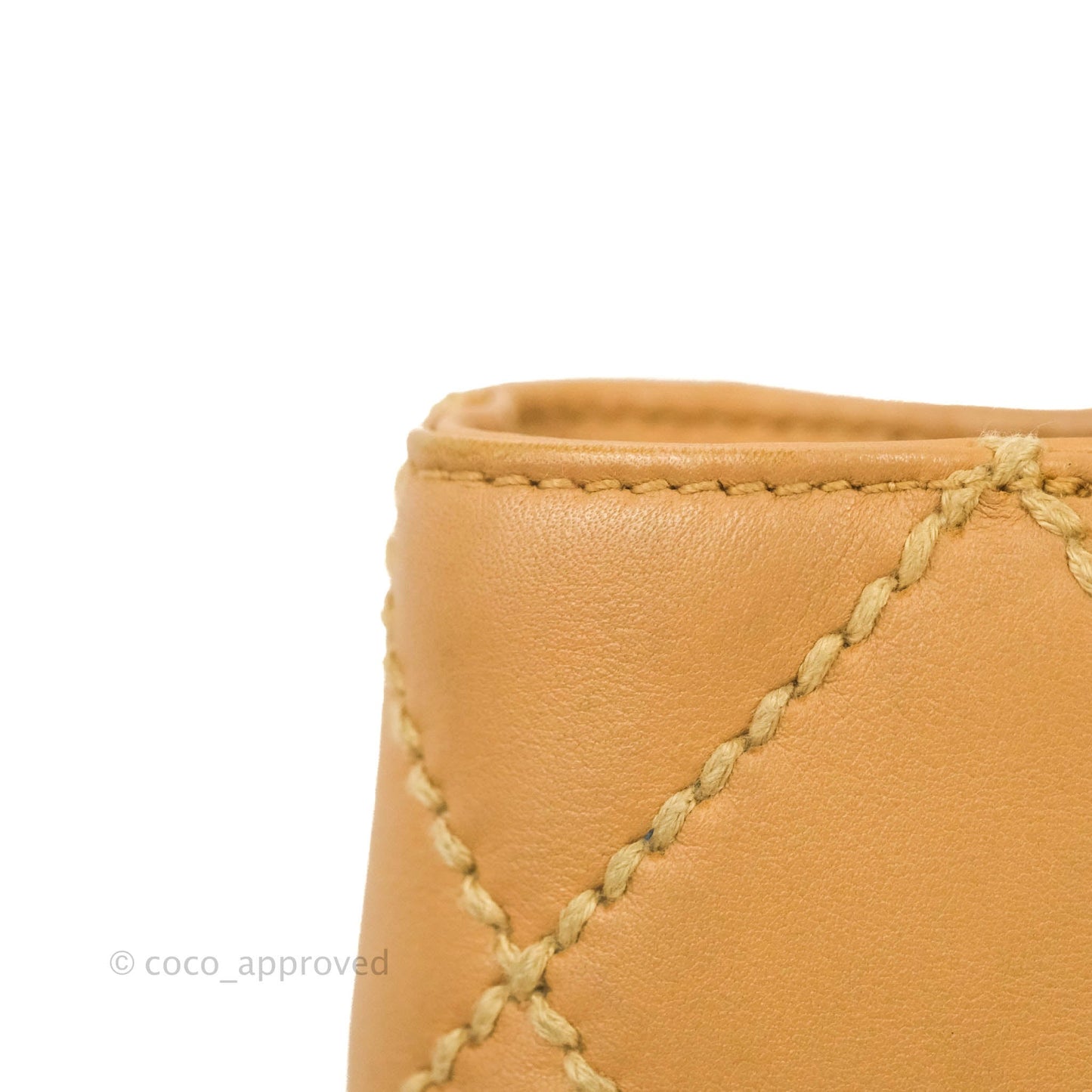 Chanel Vintage Quilted CC Tote Bag Beige Calfskin Gold Hardware
