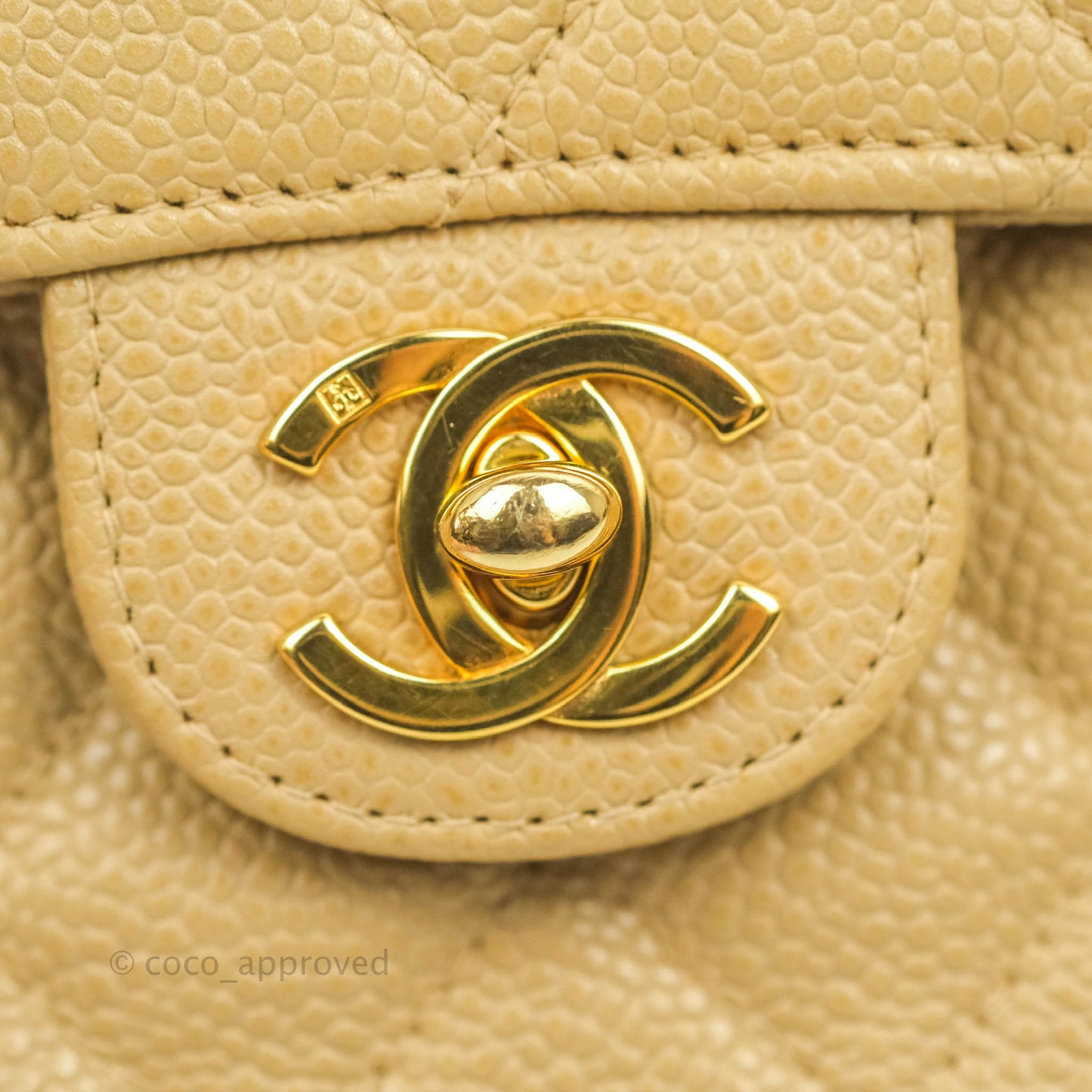 Chanel Vintage Quilted Mini Square Dark Beige Caviar 24K Gold Hardware