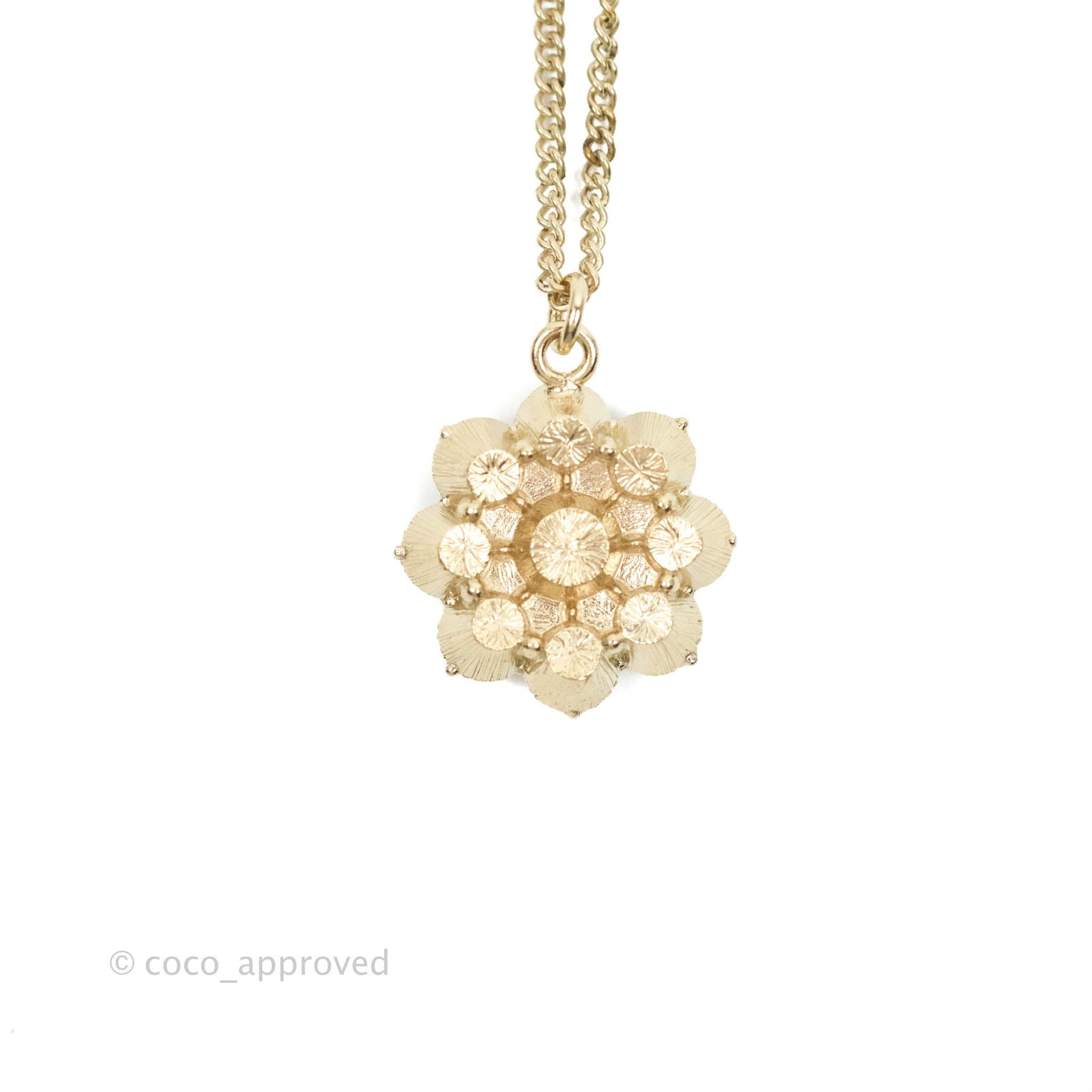 Chanel Crystal Flower CC Pendant Necklace Gold