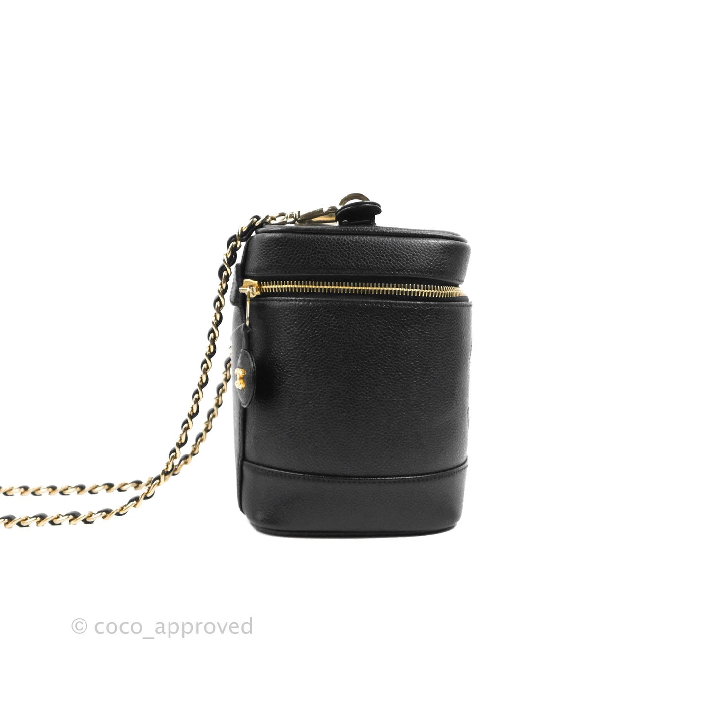 Chanel Vintage Vanity Case Black Caviar Gold Hardware