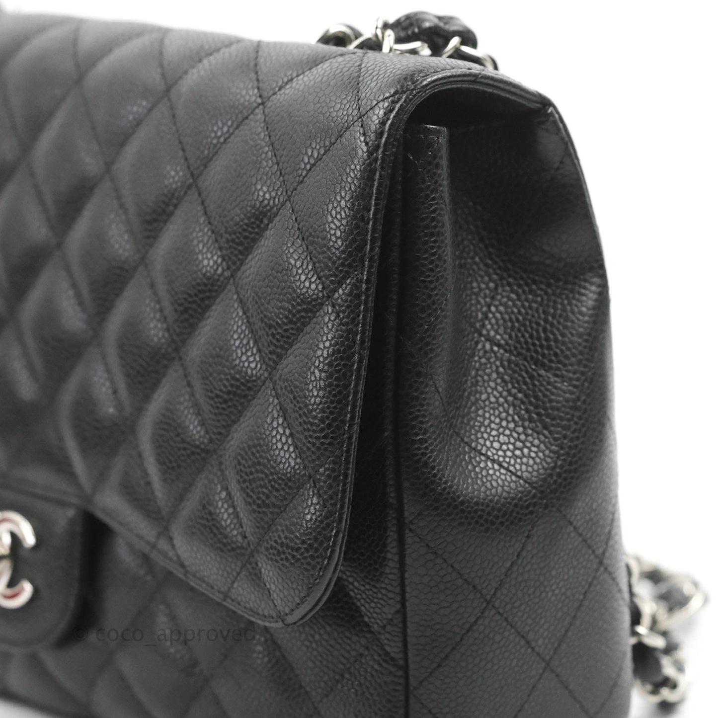 Chanel Jumbo Single Flap Black Caviar Silver Hardware⁣⁣