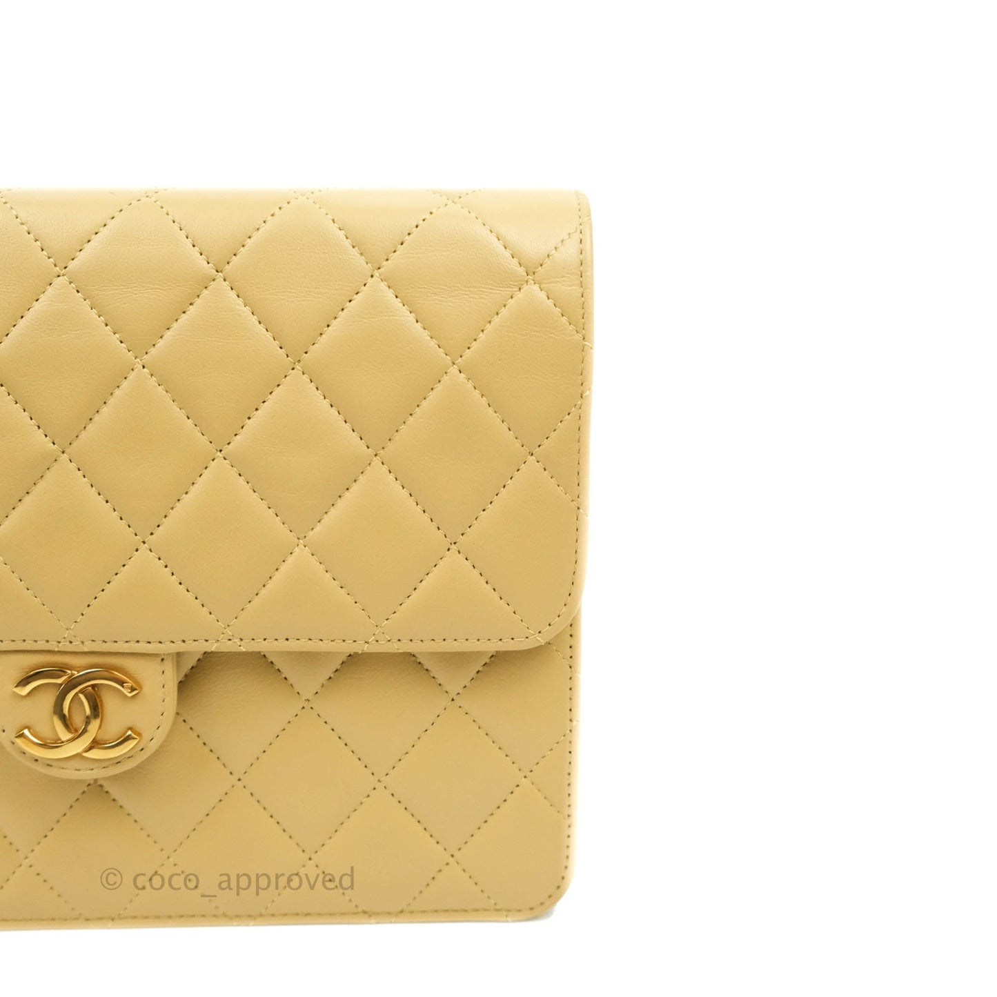 Chanel Vintage Single Flap Beige Lambskin 24K Gold Hardware