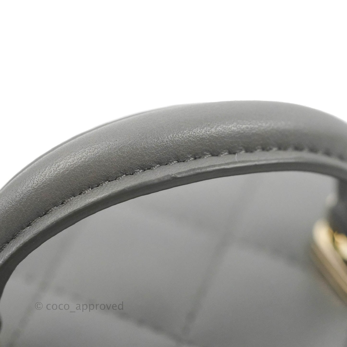 Chanel Mini Top Handle Vanity With Chain Dark Grey Lambskin Gold Hardware