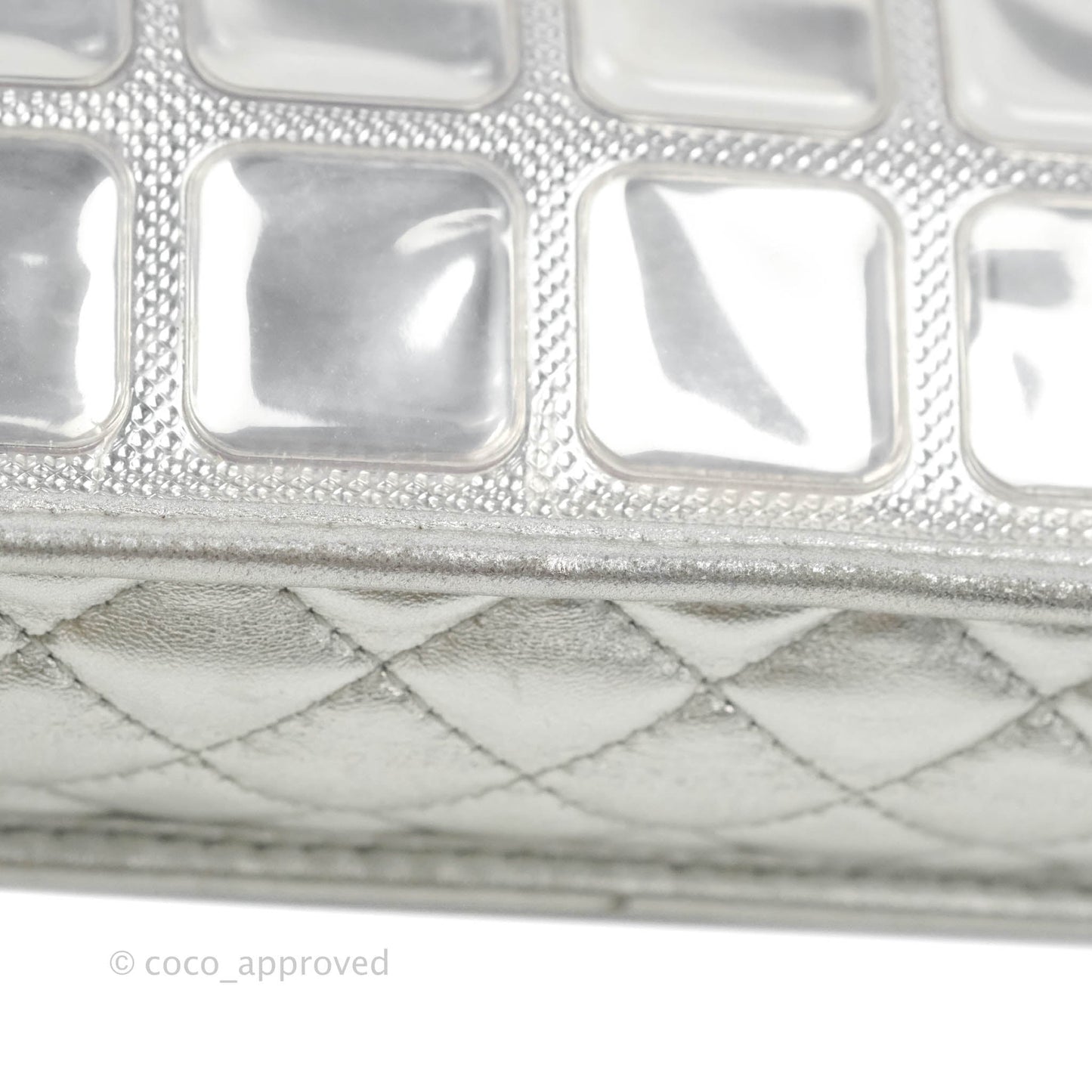 Chanel Vinyl Ice Cube Flap Bag Metallic Silver Silver Hardware