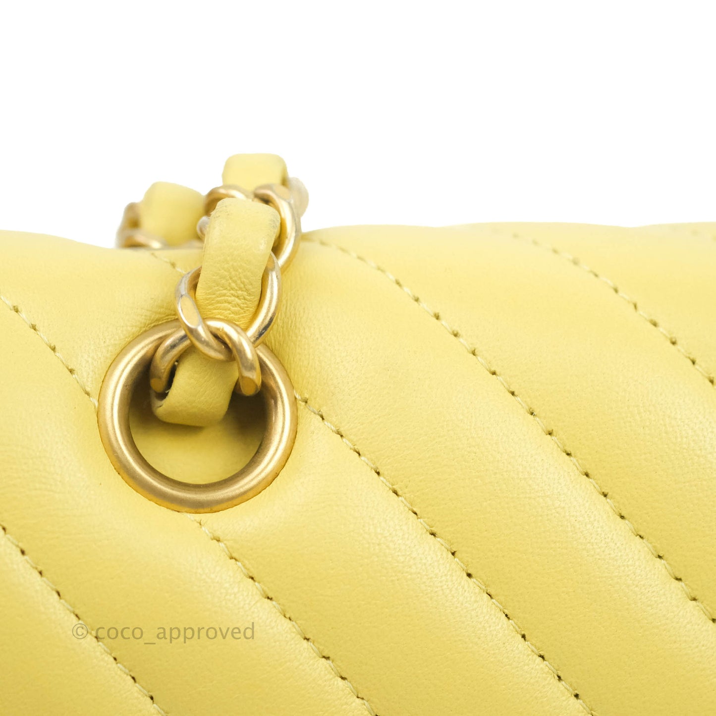 Chanel Classic M/L Medium Flap Chevron Yellow Lambskin Gold Hardware