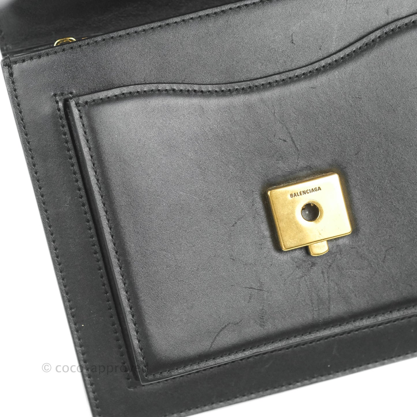 Balenciaga Small Sharp Chain Shoulder Bag Black Box Calfskin