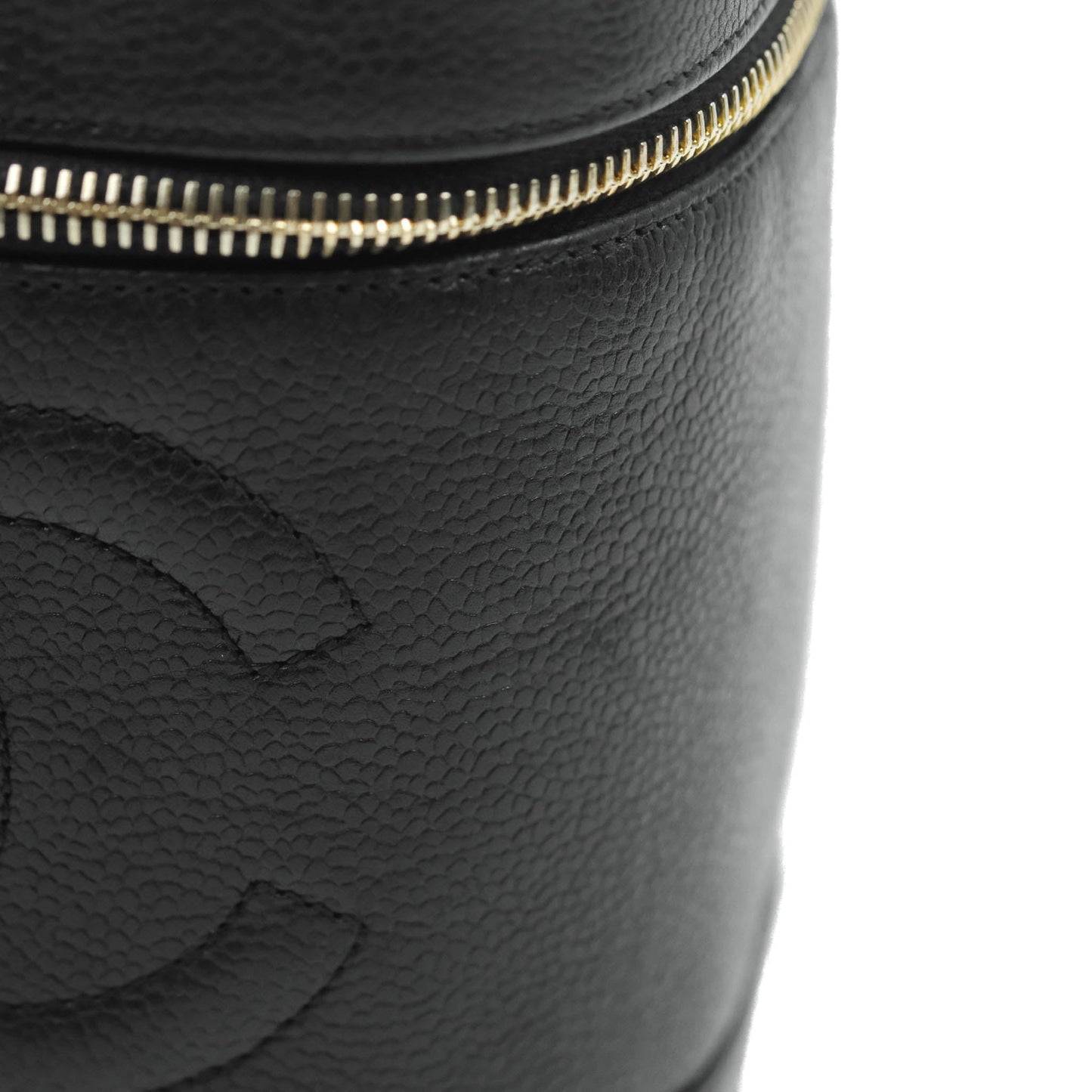 Chanel Vintage Vanity Case Black Caviar Gold Hardware
