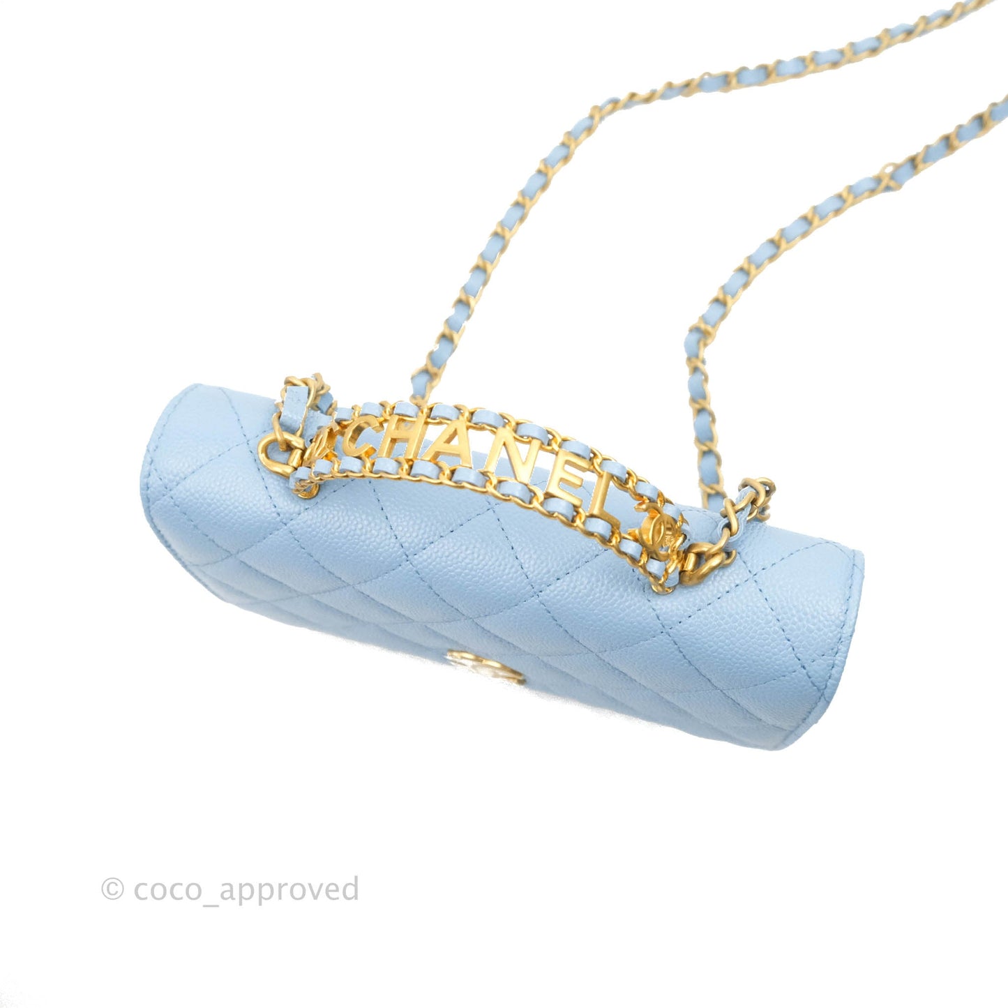 Chanel Top Handle Pick Me Up Wallet On Chain WOC Blue Caviar Gold Hardware 22S