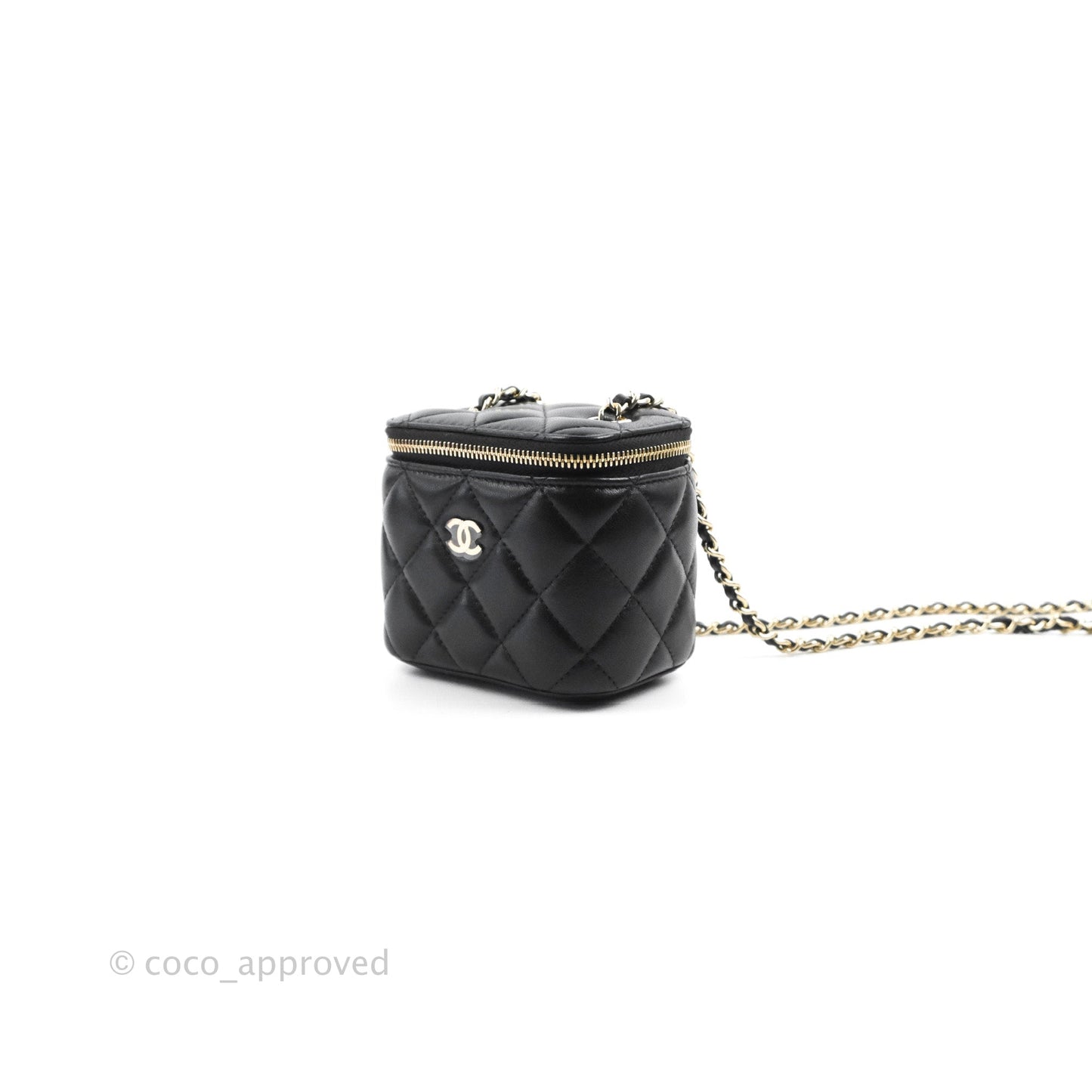 Chanel Mini Vanity With Chain Black Lambskin Gold Hardware