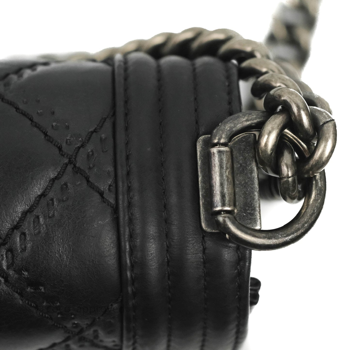 Chanel Small Boy Double Stitch Black Calfskin Ruthenium Hardware