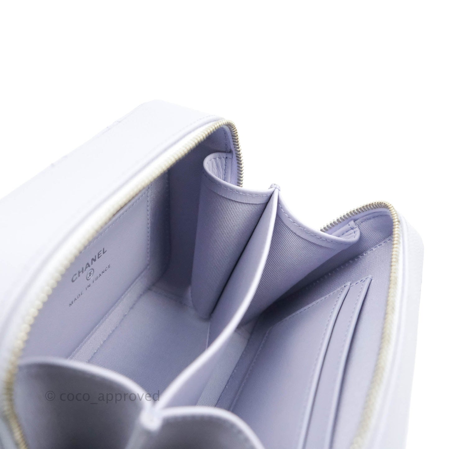 Chanel Quilted Camera Bag Lilac Caviar Silver Hardware