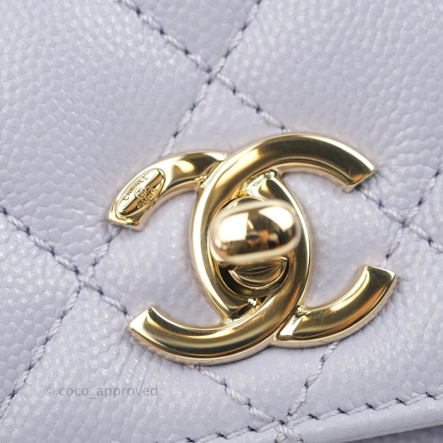 Chanel Mini Coco Handle Quilted Lilac Caviar Gold Hardware