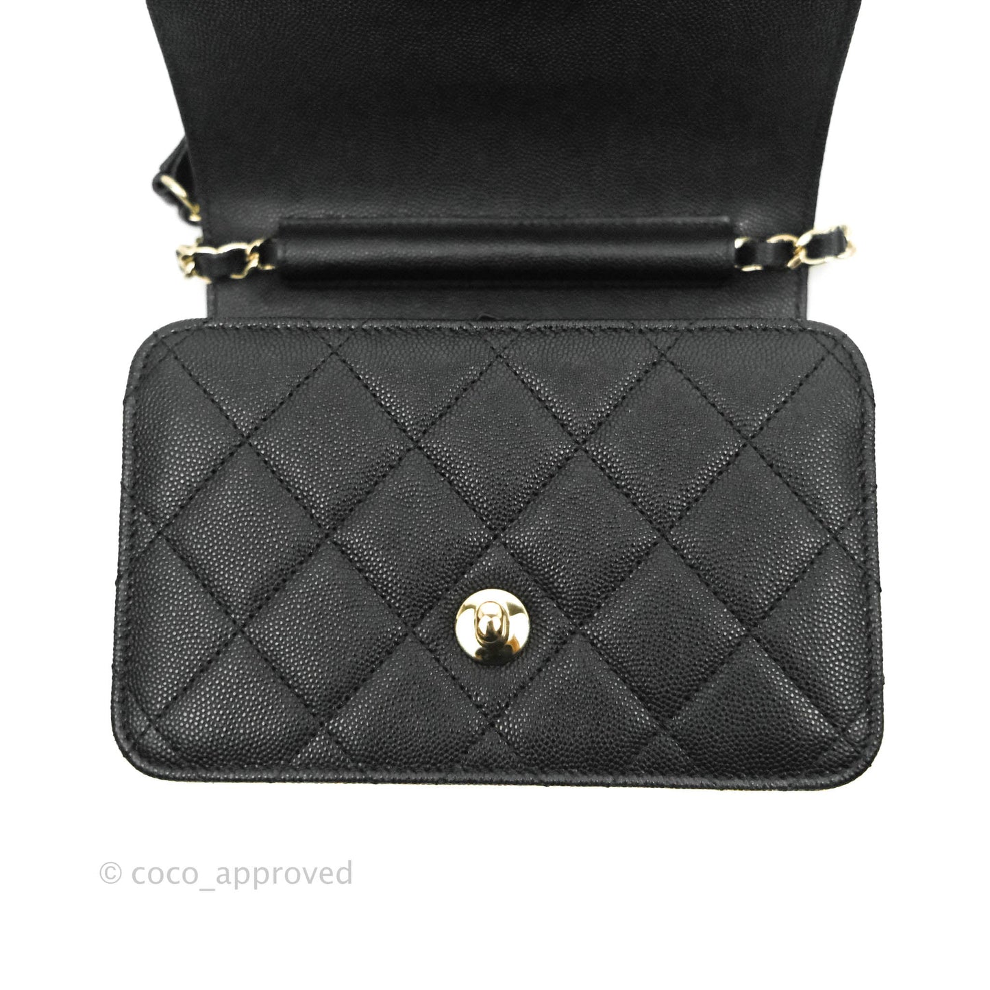 Chanel Quilted Small Like The Wallet Flap Black Caviar Light Gold Hardware 22C